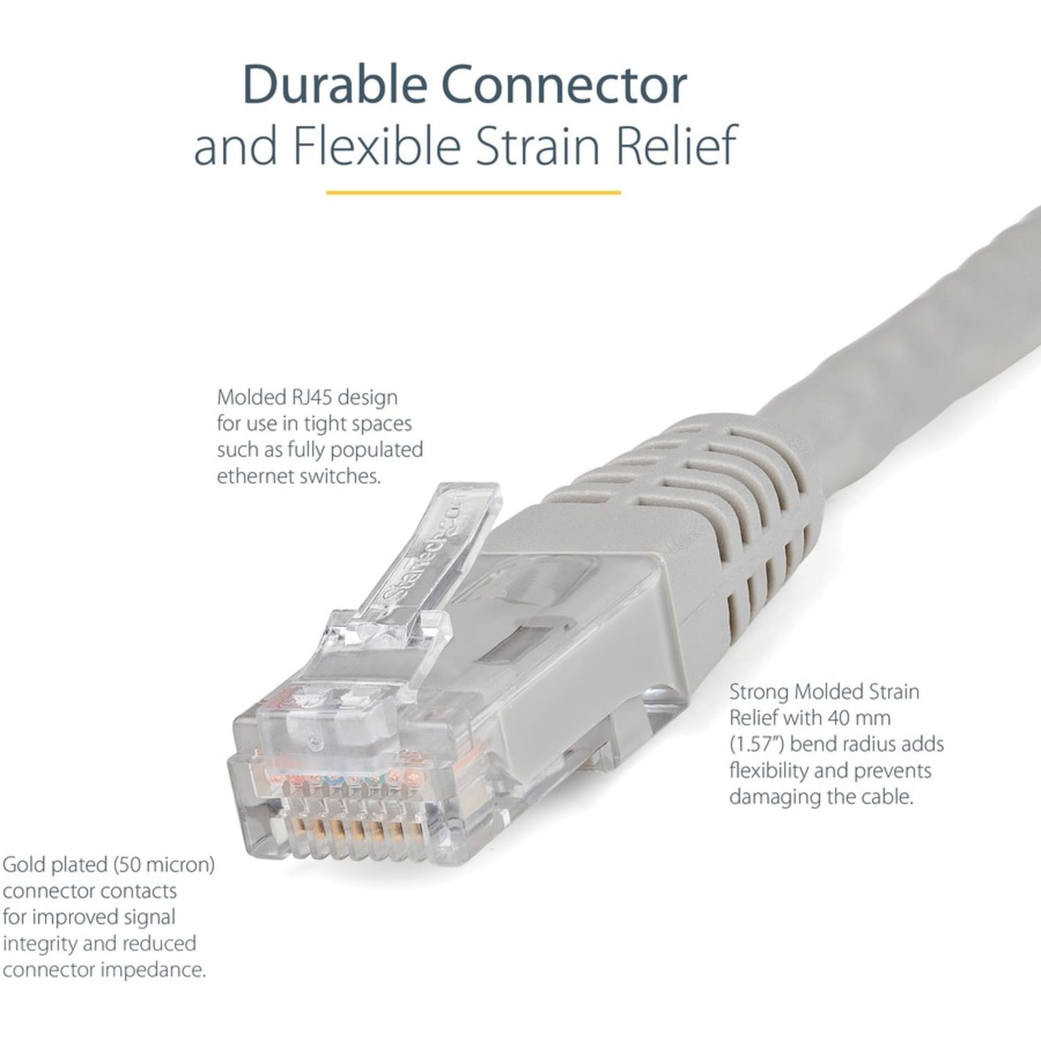 StarTech.com 6ft CAT6 Ethernet Cable - Gray Molded Gigabit CAT 6 Wire - Image 6