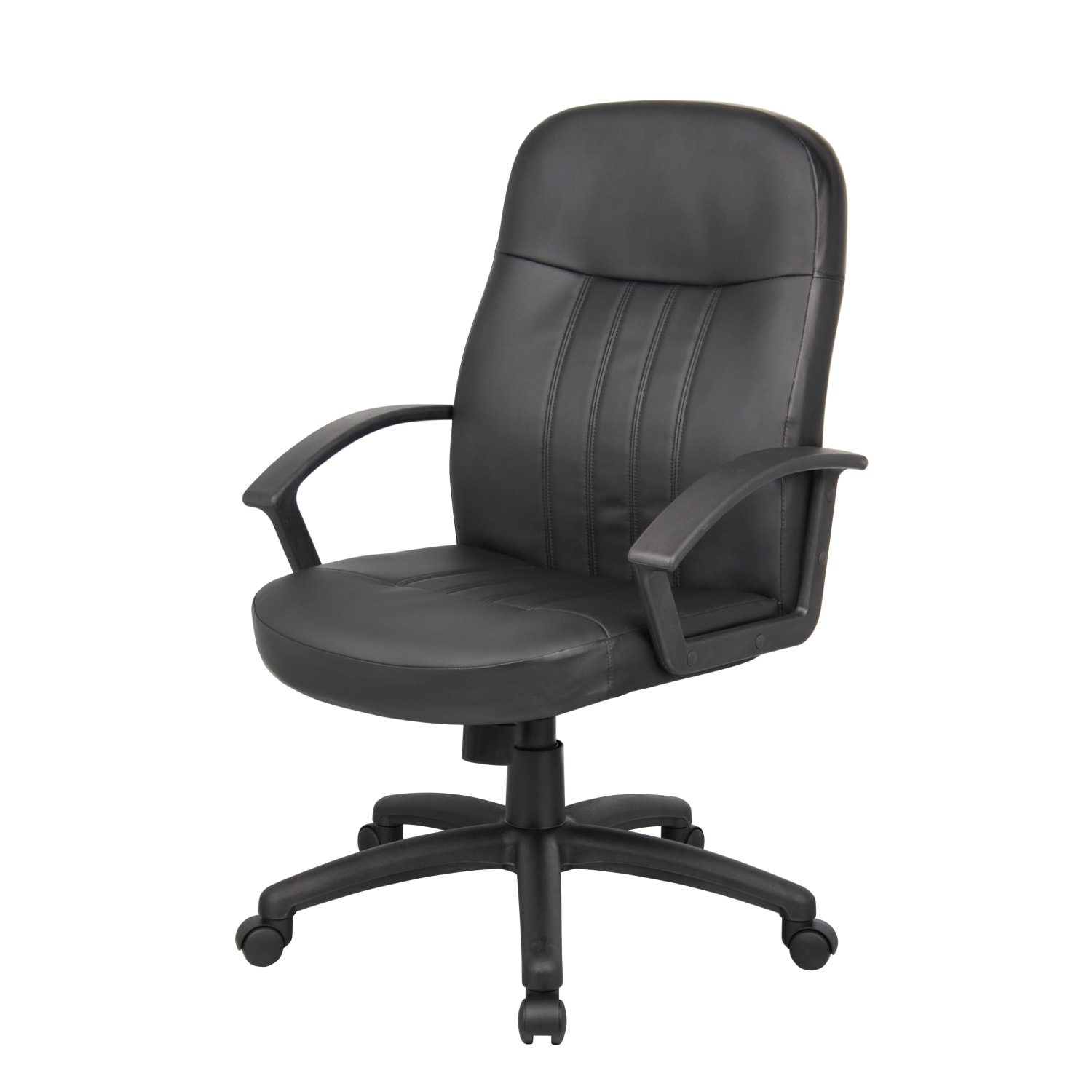 Boss Office Products Ergonomic Mid-Back Leather Chair, Black - Image 3