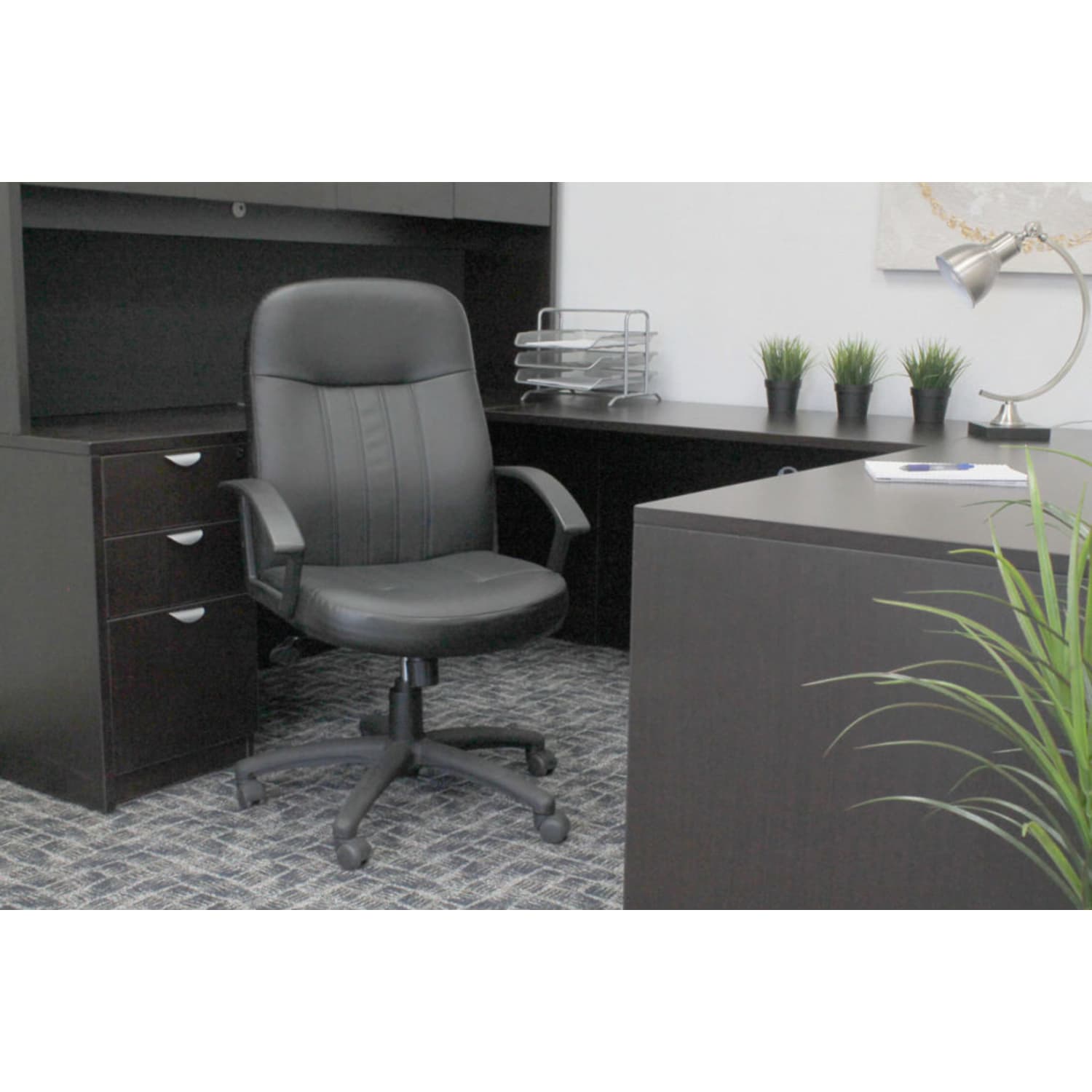 Boss Office Products Ergonomic Mid-Back Leather Chair, Black - Image 7