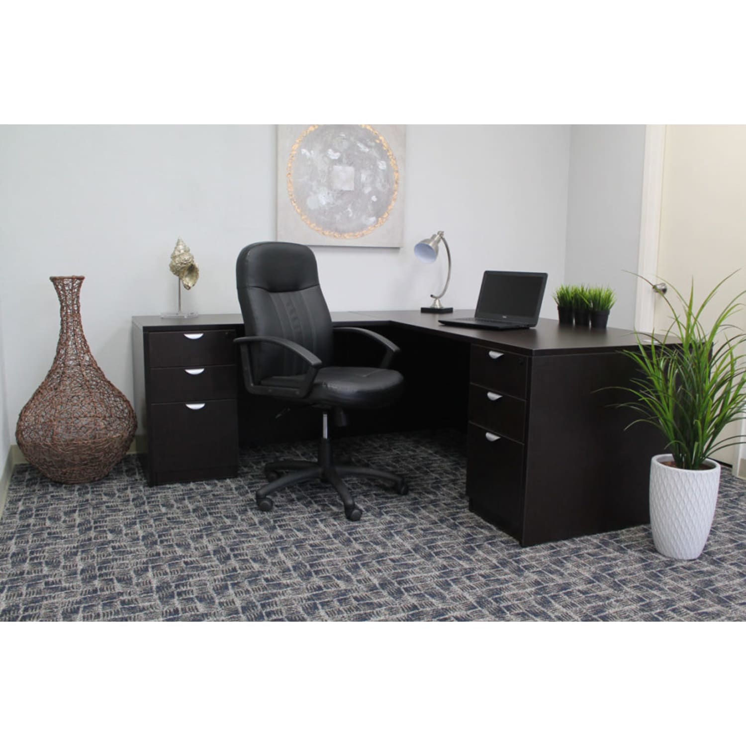 Boss Office Products Ergonomic Mid-Back Leather Chair, Black - Image 8