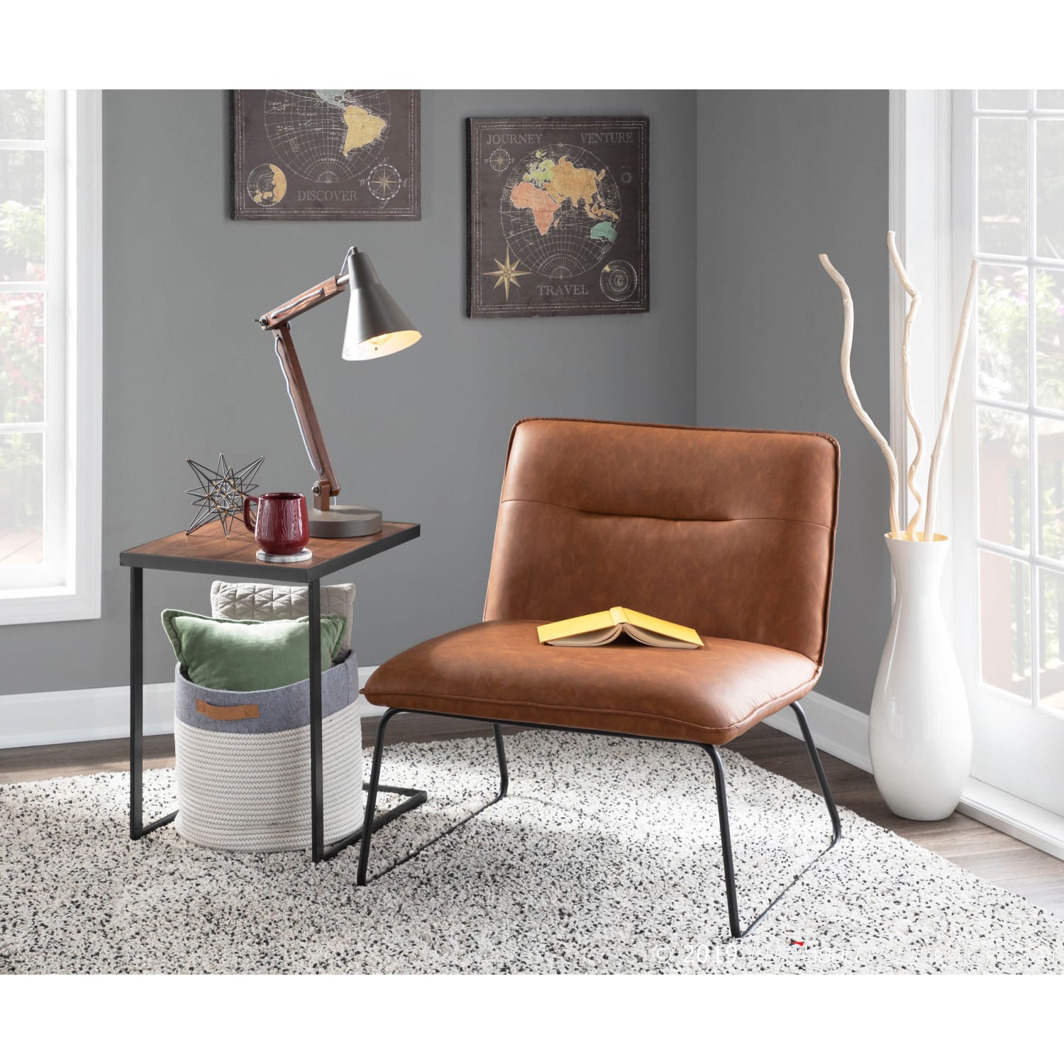 LumiSource Casper Accent Chair, Black/Camel - Image 9