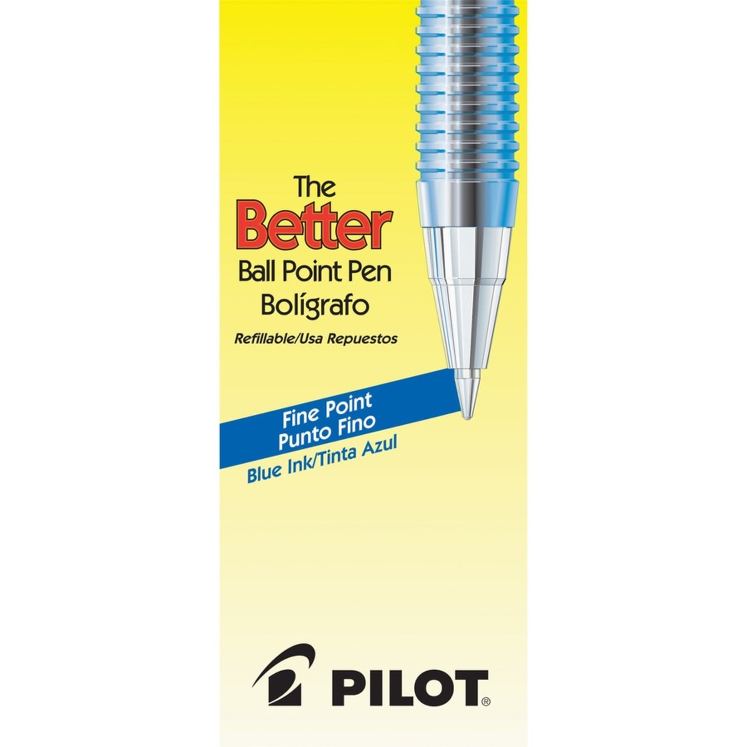 Pilot Better Ballpoint Pens, Fine Point, 0.7 mm, Blue Barrel, Blue Ink, Pack Of 12 - Image 4