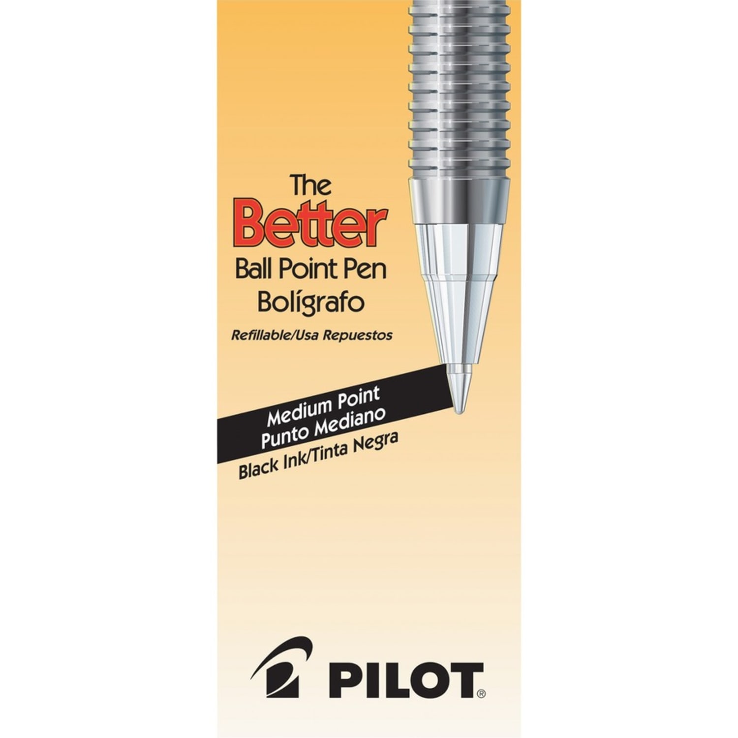 Pilot Better Ballpoint Pens, Medium Point, 1.0 mm, Black Barrel, Black Ink, Pack Of 12 - Image 4