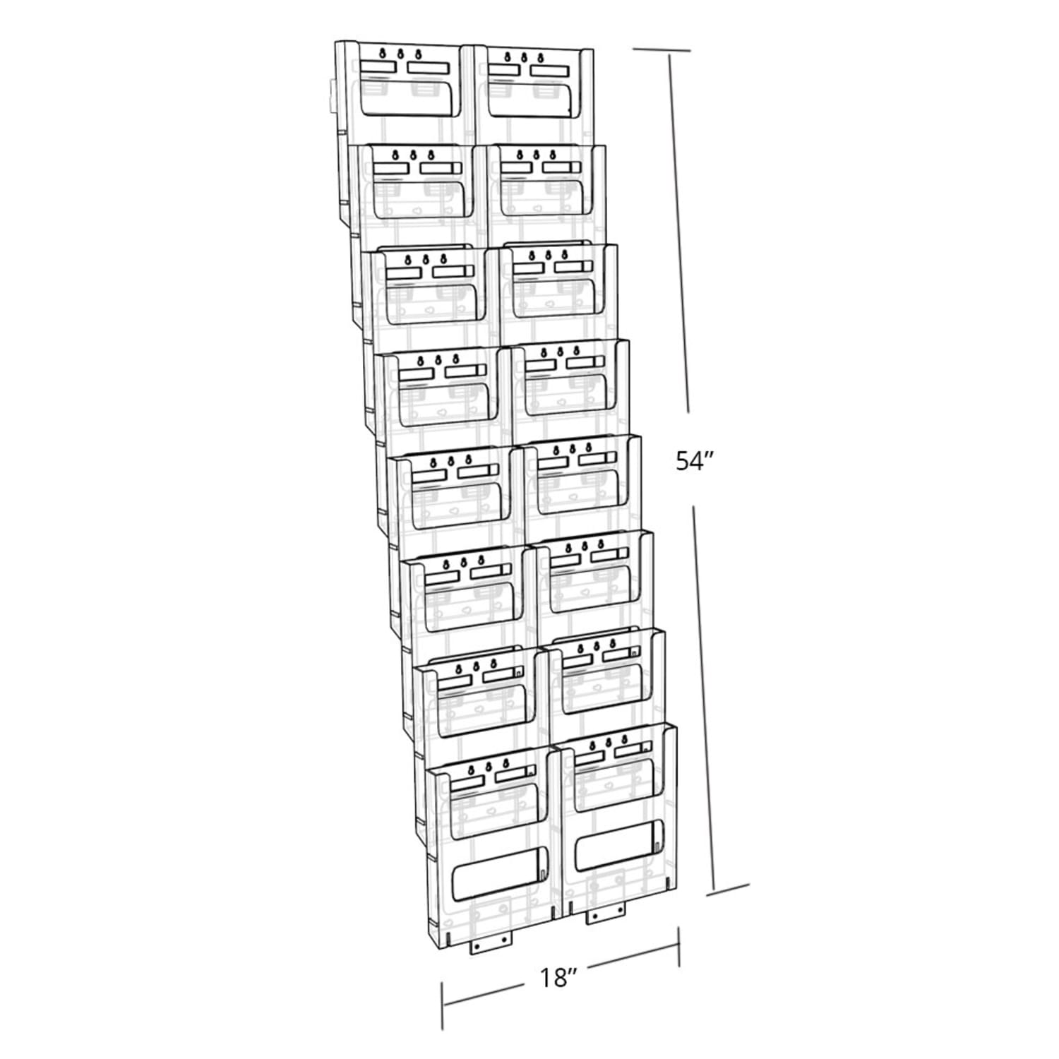 Azar Displays Wall-Mount Brochure Holder, Letter Size, 16 Pockets, 18inL x 54inH, Clear - Image 3