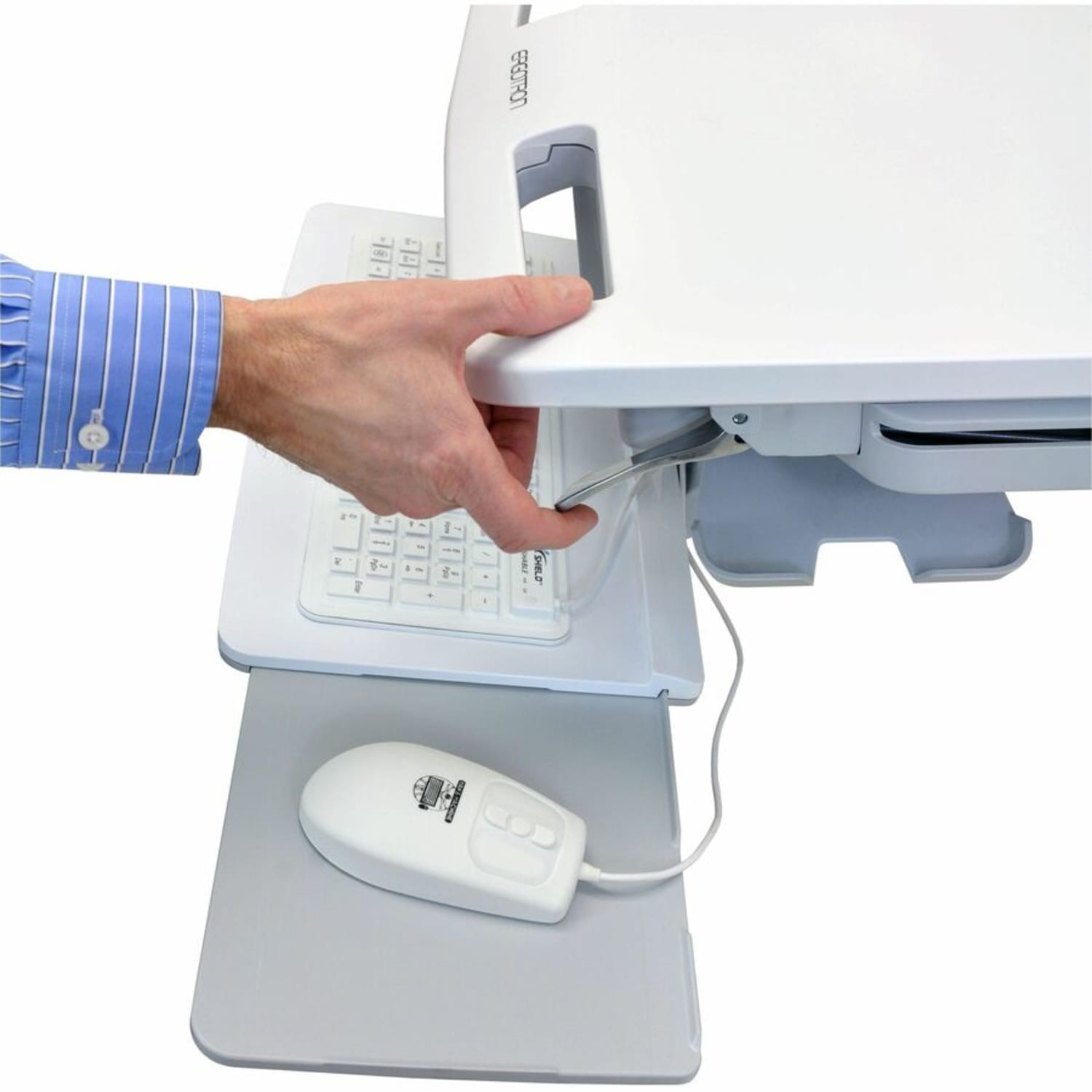 Ergotron StyleView Cart with LCD Pivot - 35 lb Capacity - 4 Casters - Aluminum, Plastic, Zinc Plated Steel - 18.30in Width x 50.50in Height - White, Gray, Polished Aluminum - 24in Screen Supported - Image 3