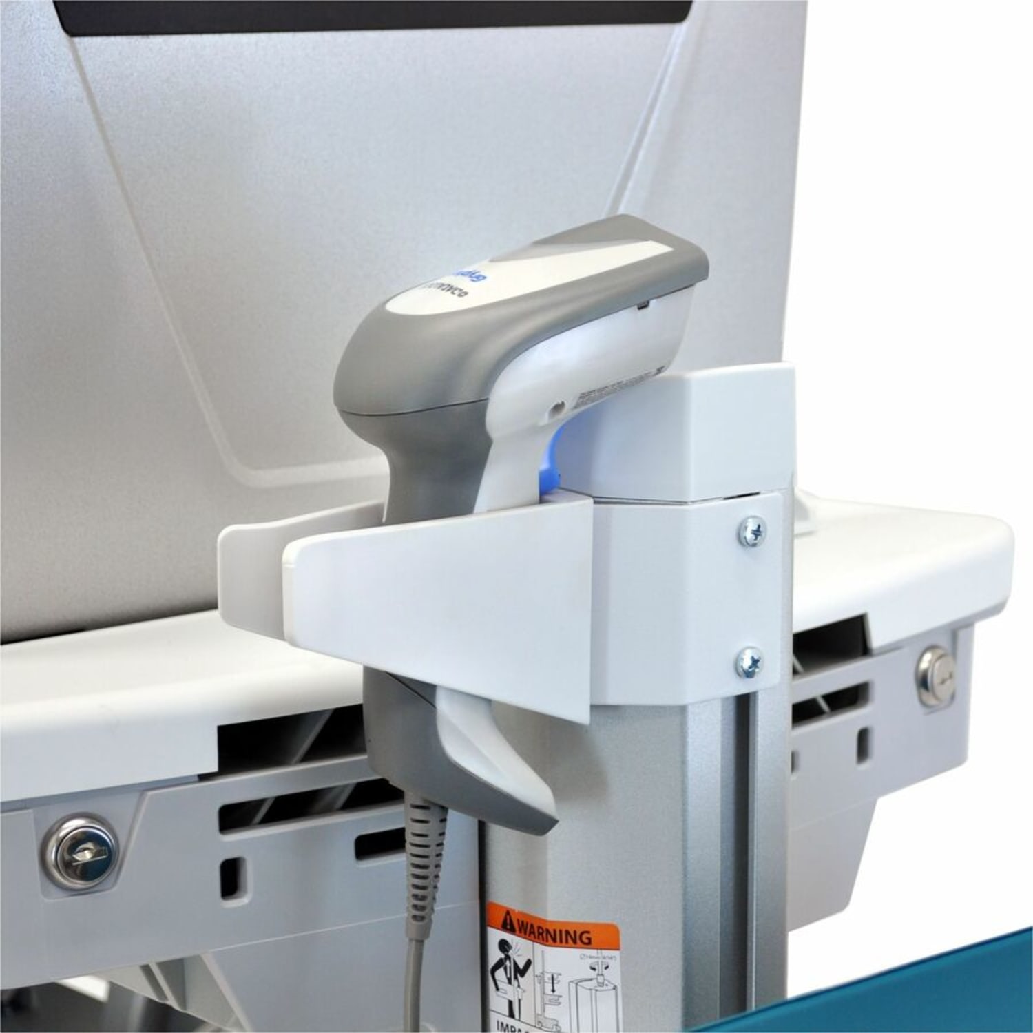 Ergotron StyleView Cart with LCD Pivot - 35 lb Capacity - 4 Casters - Aluminum, Plastic, Zinc Plated Steel - 18.30in Width x 50.50in Height - White, Gray, Polished Aluminum - 24in Screen Supported - Image 5