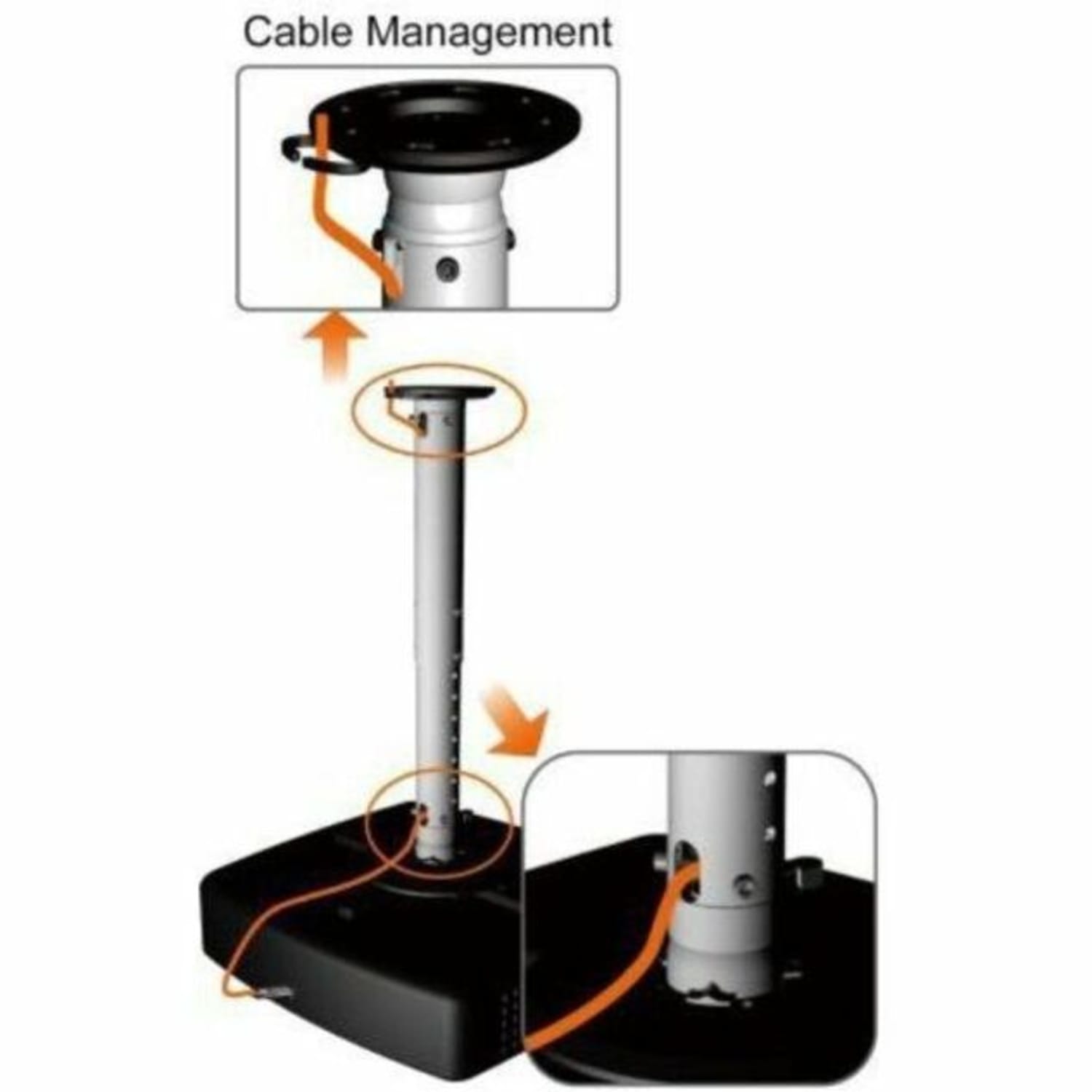 Amer Mounts Heavy Duty Adj. Ceiling Projector Mount Supports up to 55 lbs Projector - Heavy Duty Universal Height Adjustable Projector Ceiling Mount - Image 3