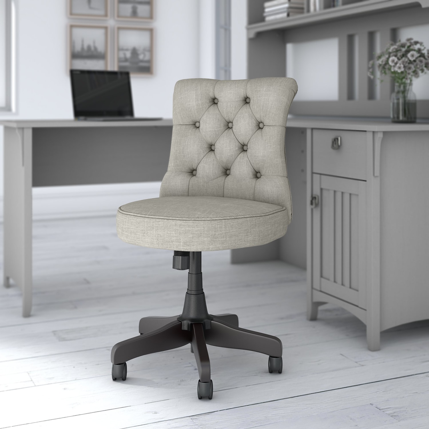 Bush Business Furniture Arden Lane Mid-Back Tufted Office Chair, Light Gray, Standard Delivery - Image 3