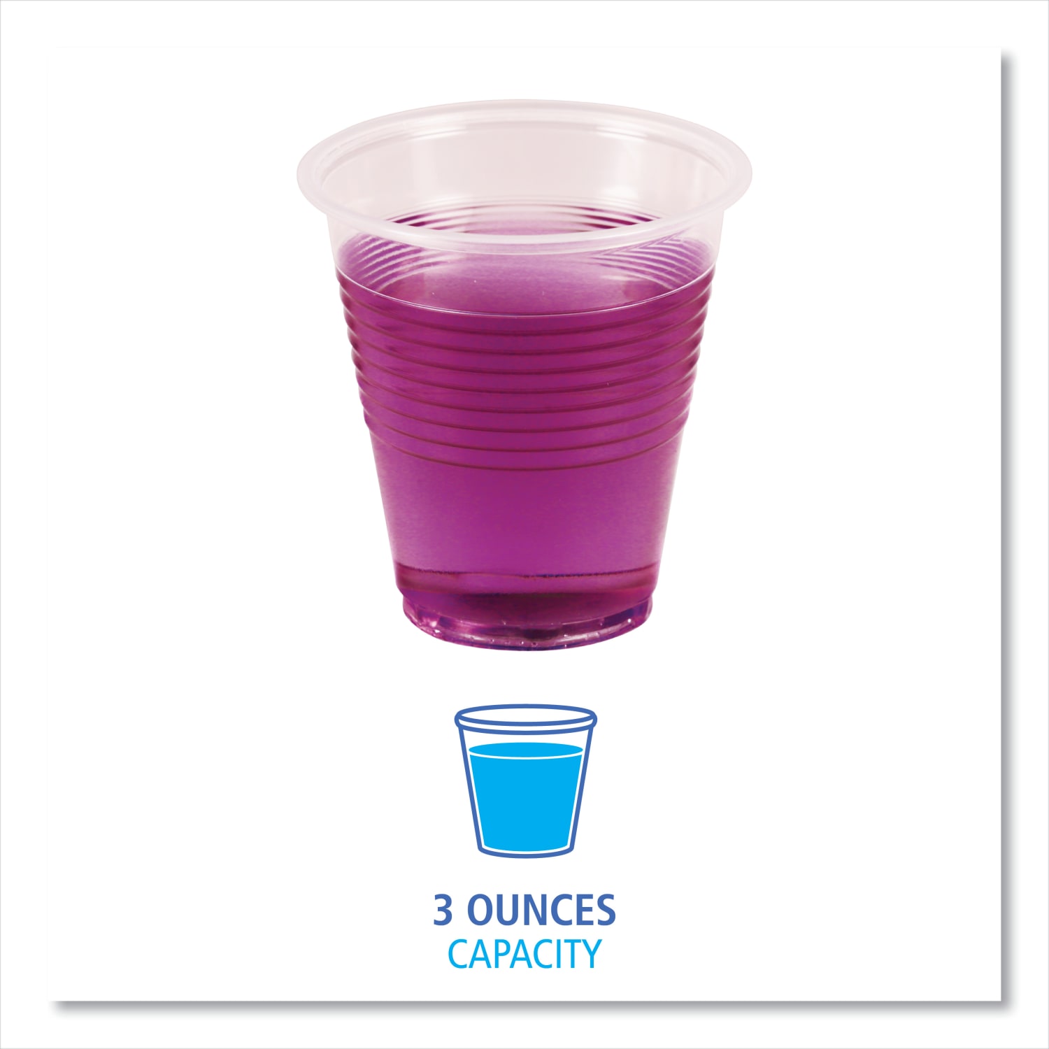 Boardwalk Translucent Plastic Cold Beverage Cups, 3 Oz, 125 Cups Per Bag, 20 Bags Per Carton - Image 3