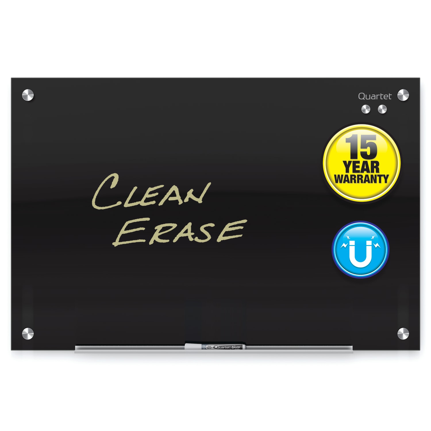 Quartet Infinity Tempered Glass Unframed Non-Magnetic Dry-Erase Whiteboard Magnetic Glass Marker Unframed Whiteboard, 36in x 48in, Black - Image 5