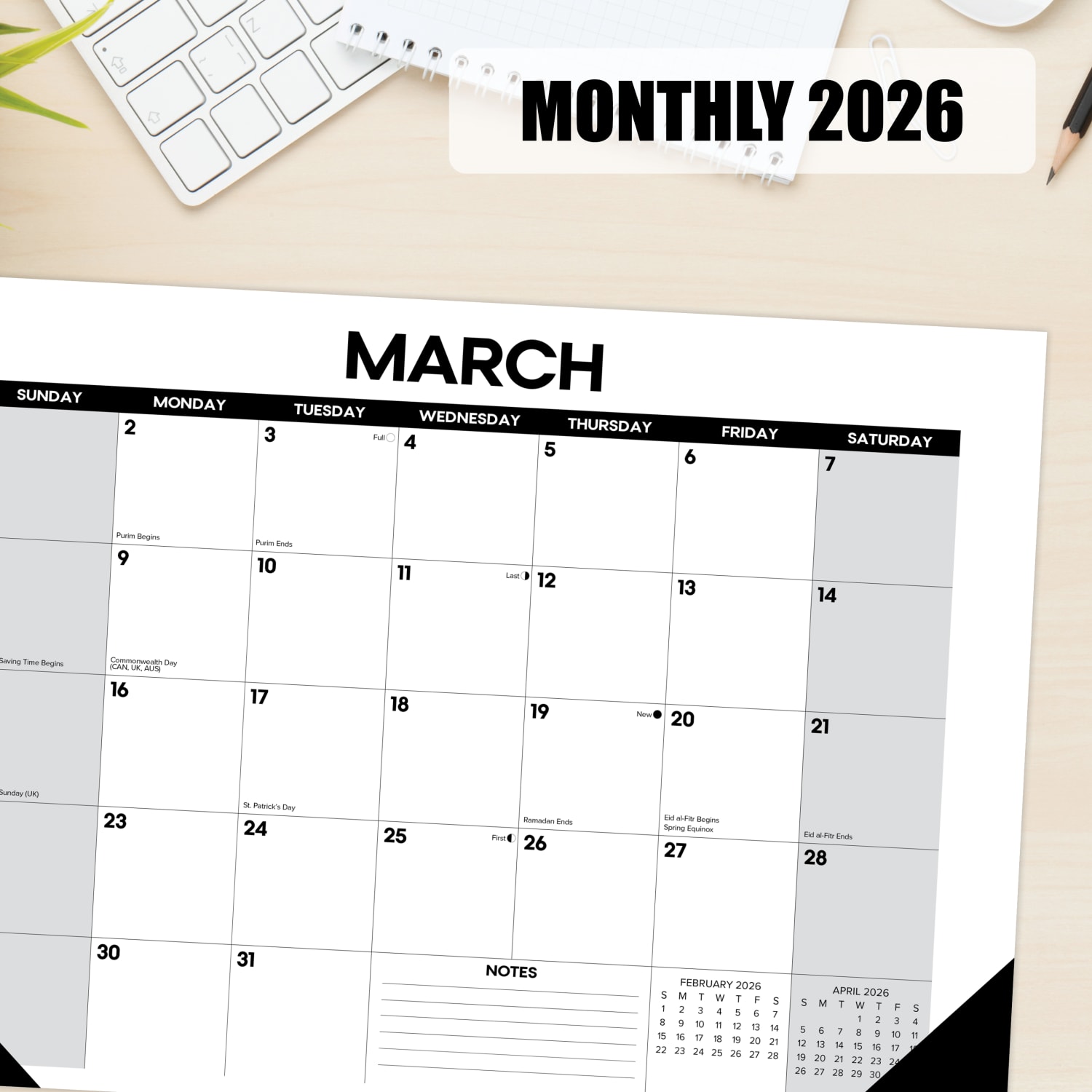 2026 Willow Creek Press Monthly Desk Pad Calendar, 12in x 17in, Basic, January To December, 57063 - Image 4