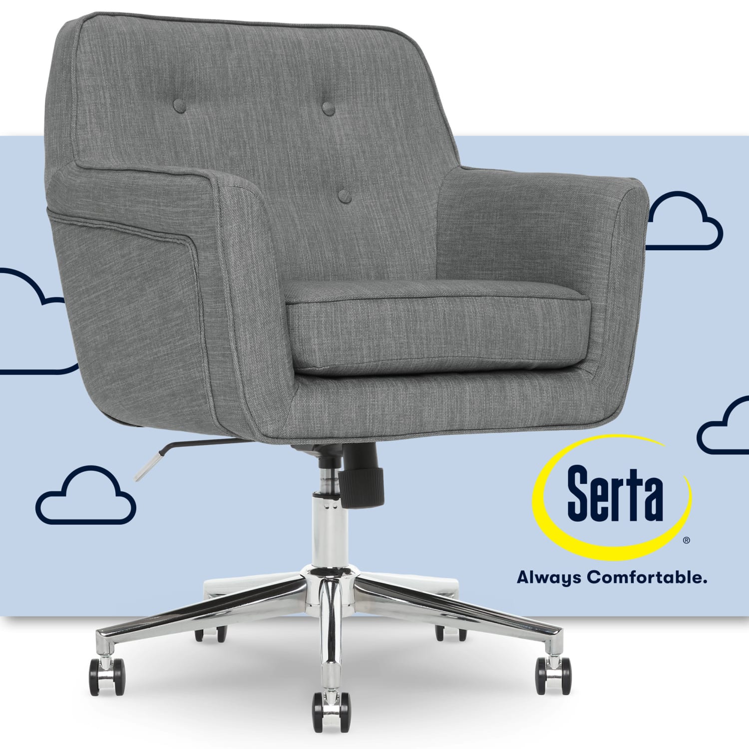 Serta Ashland Mid-Back Office Chair, Winter River Gray/Chrome - Image 3