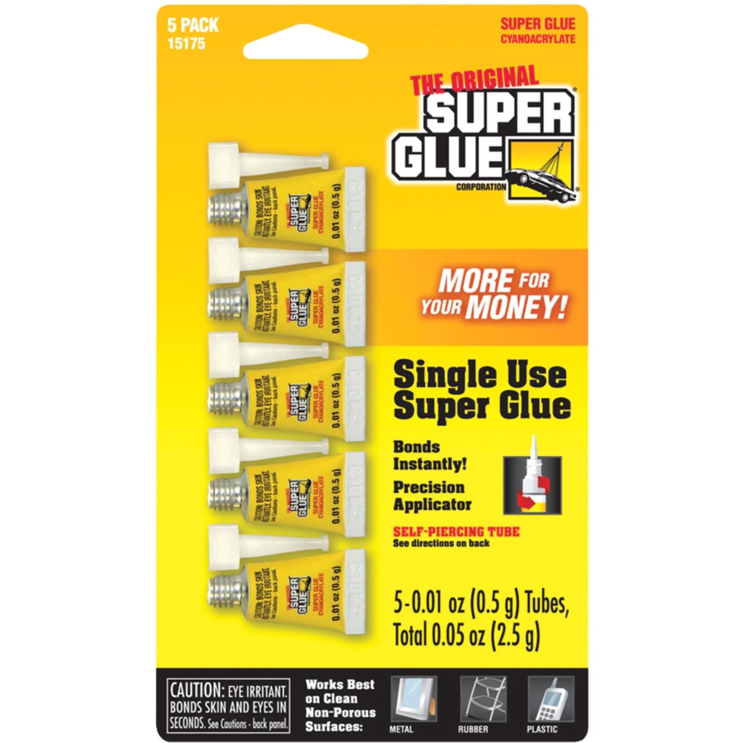 The Original Super Glue Instant Adhesive Mini Tubes  0.02 oz  5 / Pack
