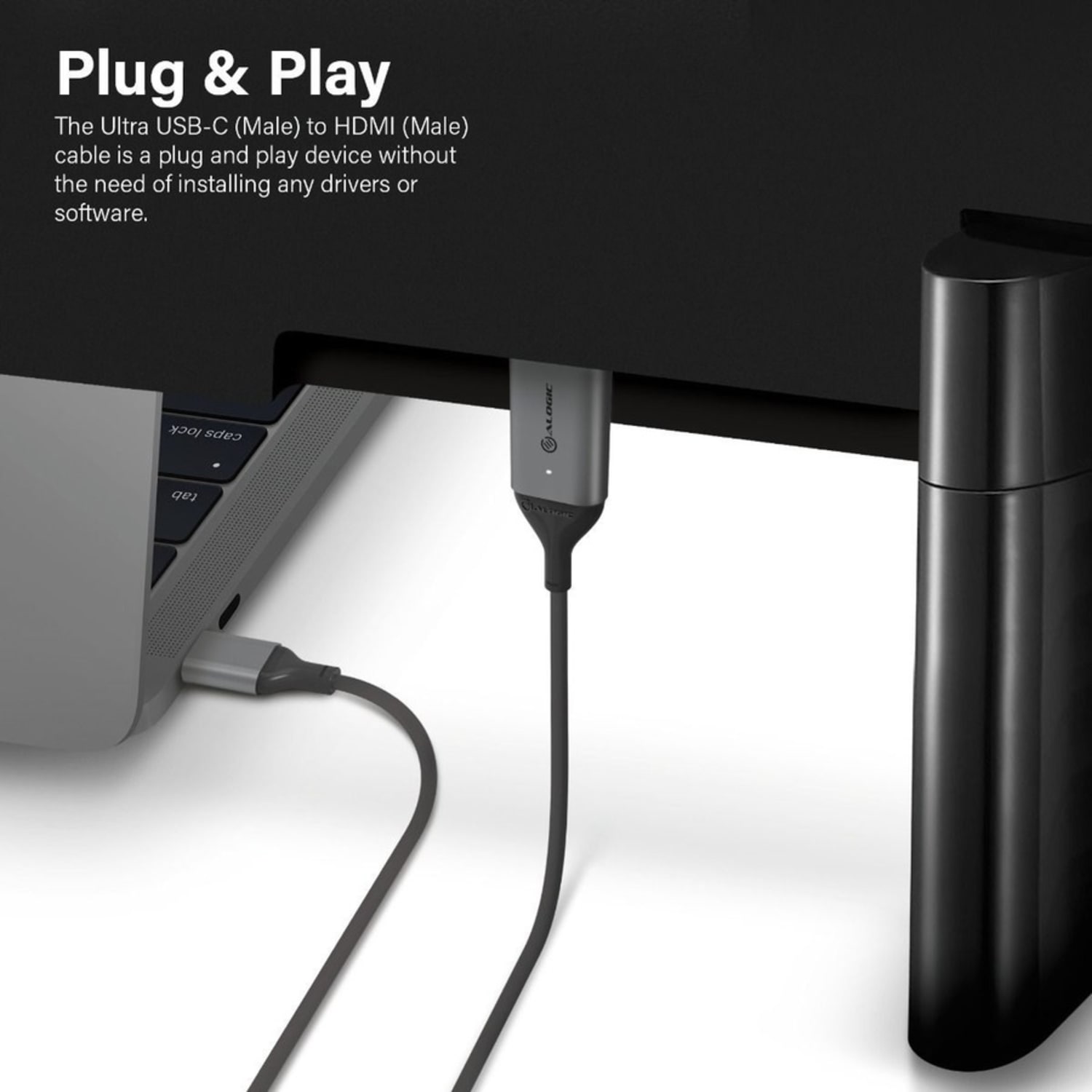Alogic USB-C (Male) to HDMI (Male) Cable - Ultra Series - 4K 60Hz - Space Grey - 1m - 3.28 ft HDMI/USB A/V Cable for Monitor, Projector, TV, Computer, Tablet, Phone, MAC, Chromebook - Image 3