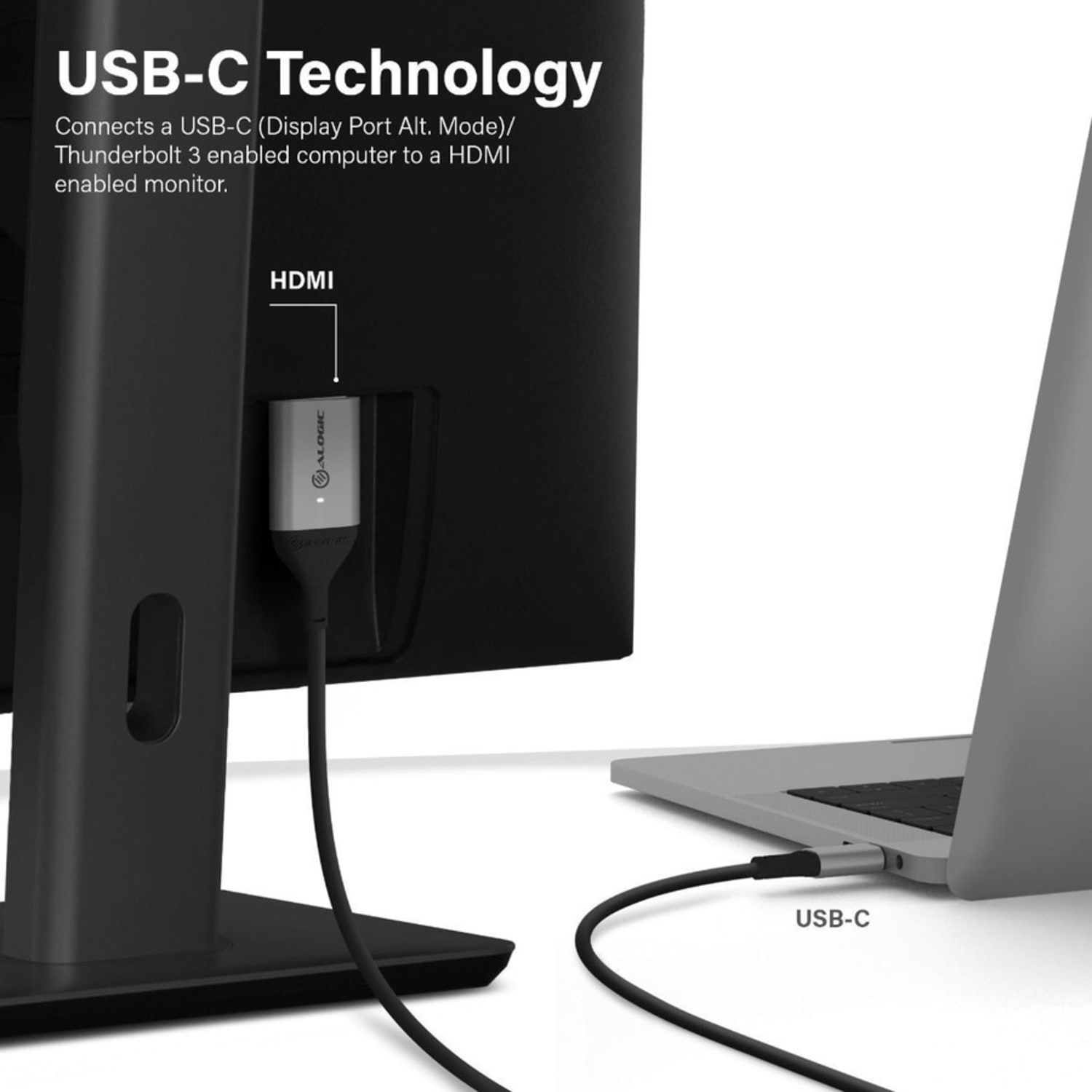 Alogic USB-C (Male) to HDMI (Male) Cable - Ultra Series - 4K 60Hz - Space Grey - 1m - 3.28 ft HDMI/USB A/V Cable for Monitor, Projector, TV, Computer, Tablet, Phone, MAC, Chromebook - Image 5