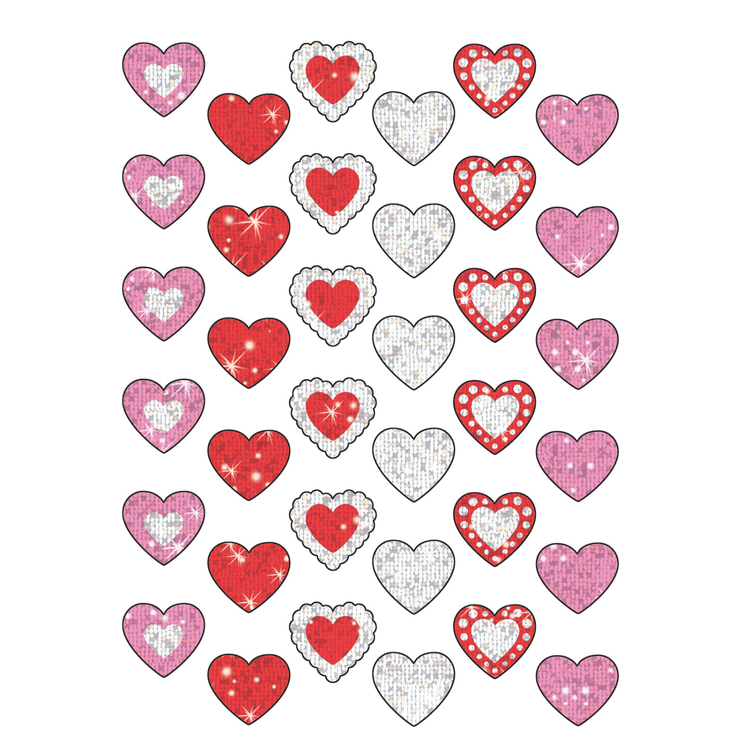 Trend Sparkle Stickers, Shimmering Hearts, 72 Stickers Per Pack, Set Of 12 Packs - Image 3