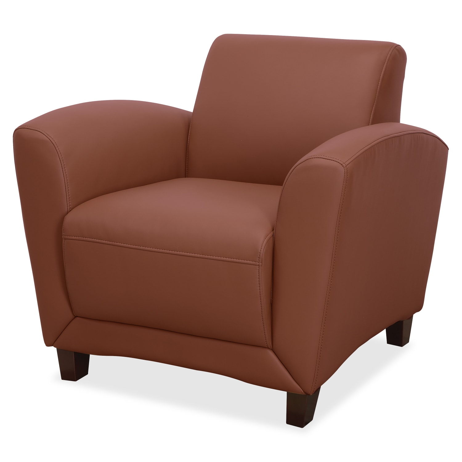 Lorell Accession Bonded Leather Reception Club Chair British Tan PopularChairscom