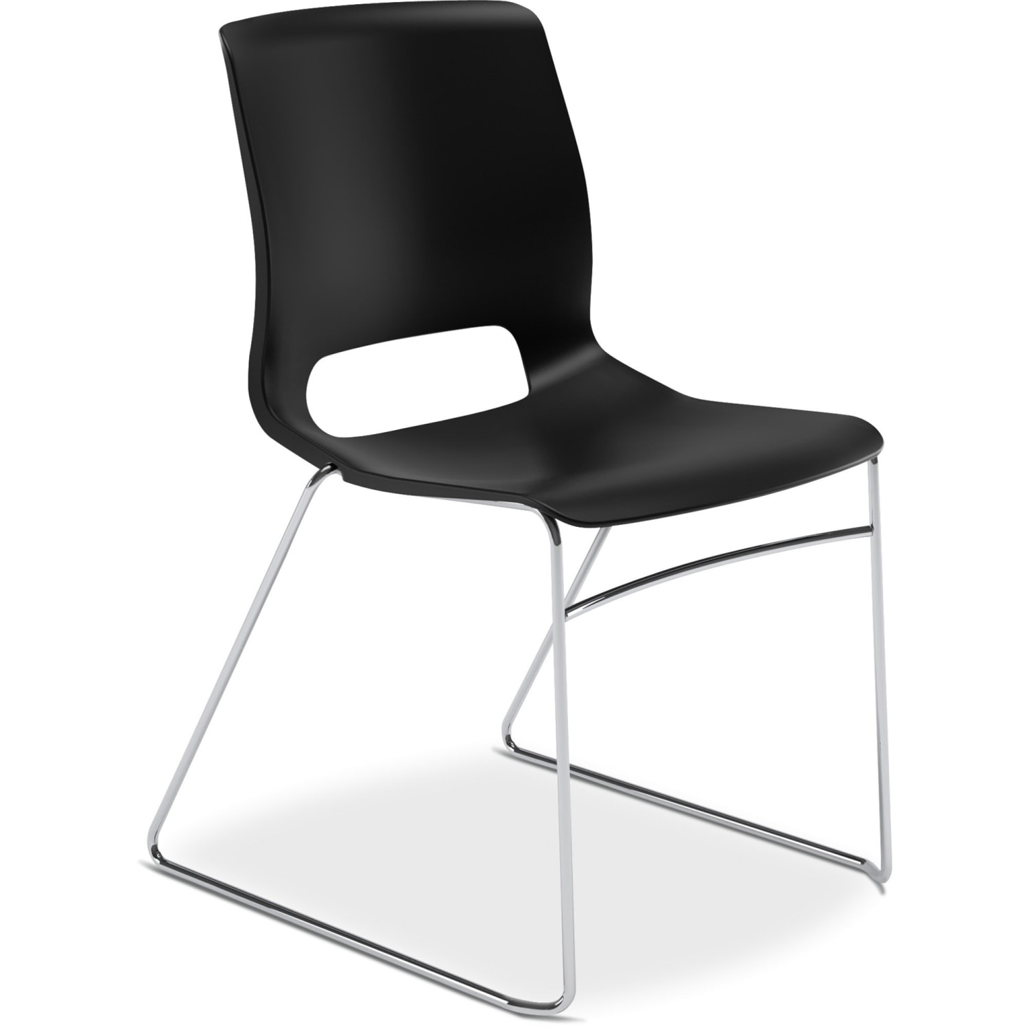 HON Motivate Sled-Base Stacking Chair, Onyx, Set Of 4 - Image 3