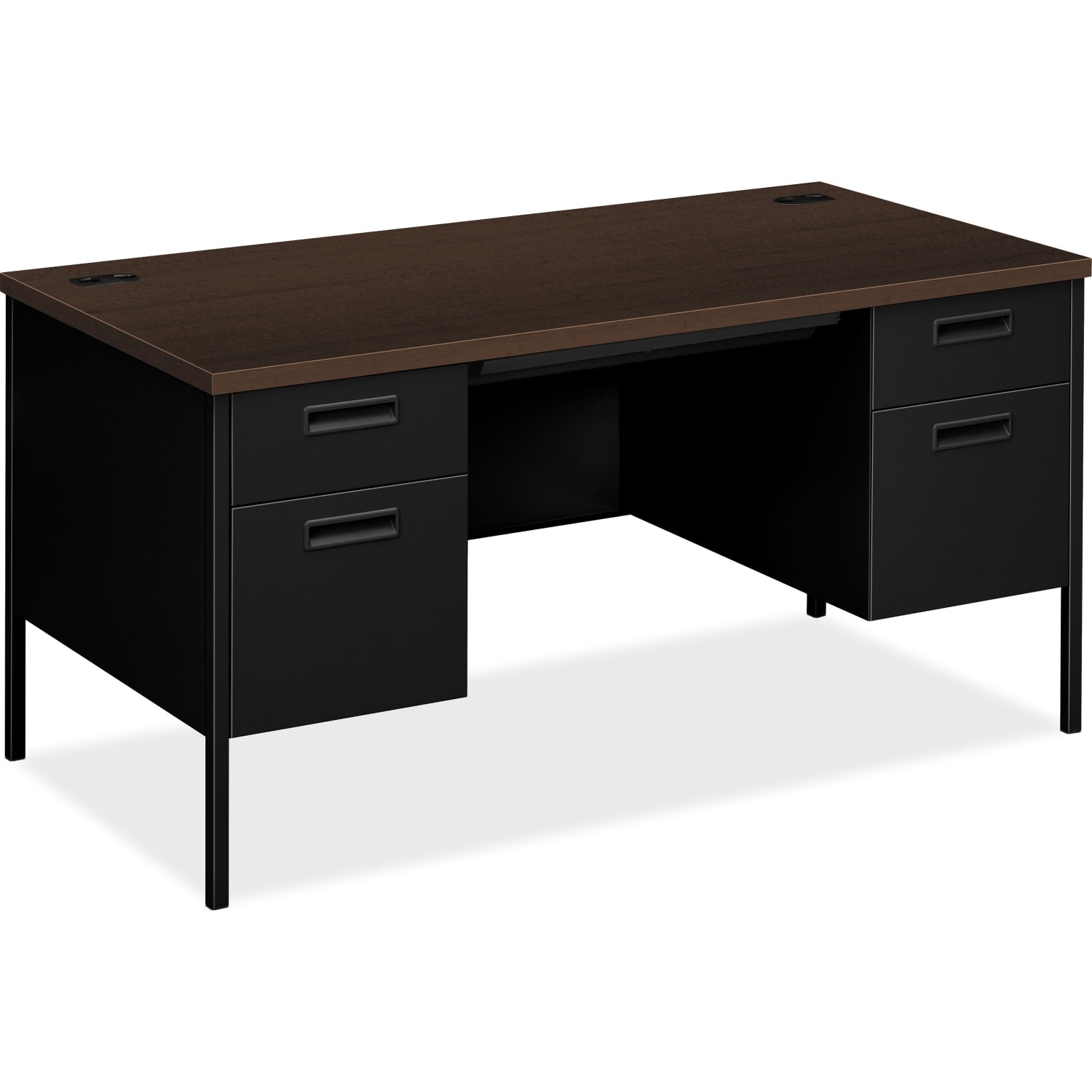 HON Metro 60inW Classic Double-Pedestal Computer Desk, Mocha/Black - Image 3