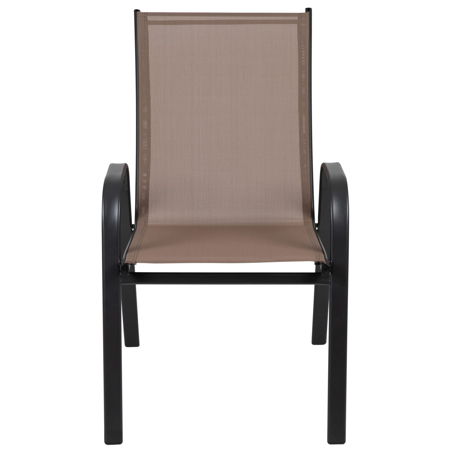 Flash Furniture Brazos Series Outdoor Stack Chairs, Black/Brown, Set Of 5 Chairs - Image 6