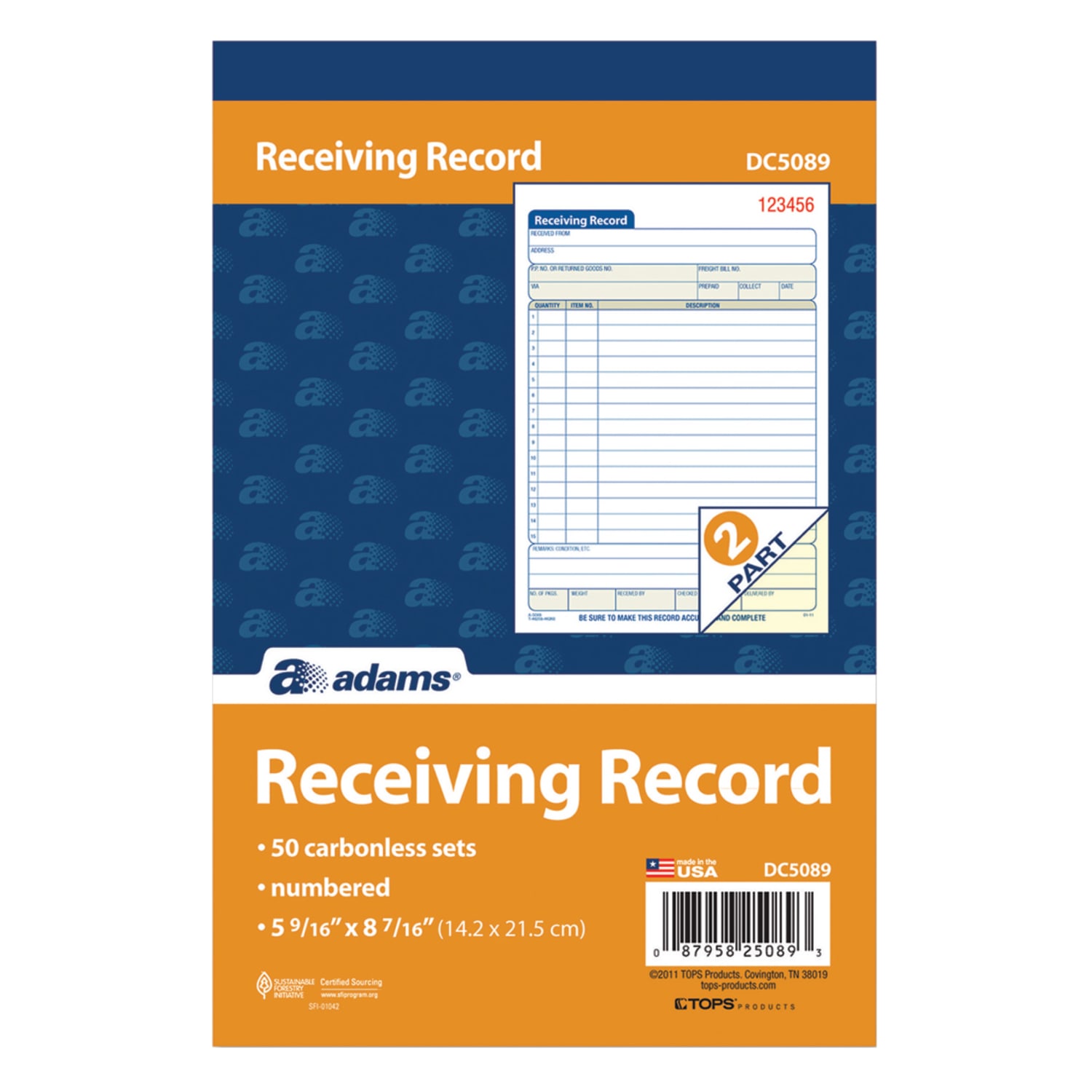 Adams Carbonless 2-Part Receiving Record Book, 5 9/16in x 8 7/16in, Book Of 50 Sets - Image 3