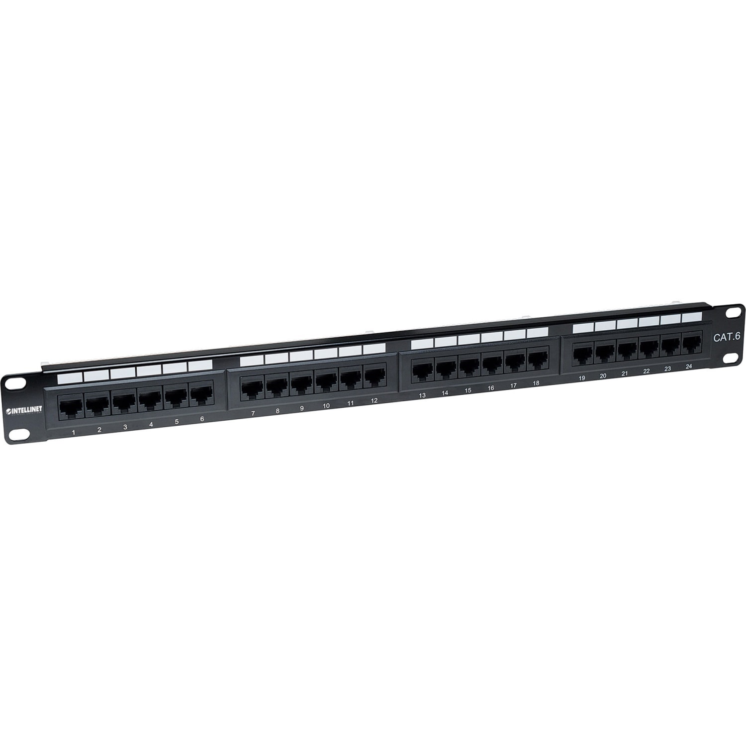 Intellinet Patch Panel, Cat6, UTP, 24-Port, 1U, Black - Patch panel - CAT 6 - UTP - RJ-45 X 24 - black - 1U - 19in - Image 3