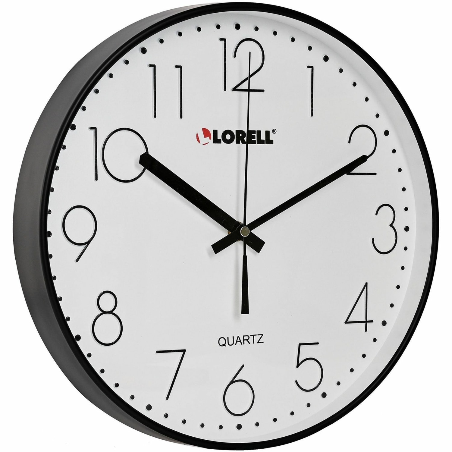 Lorell 12in Round Quiet Wall Clock - Analog - Quartz - Black Case - Image 3