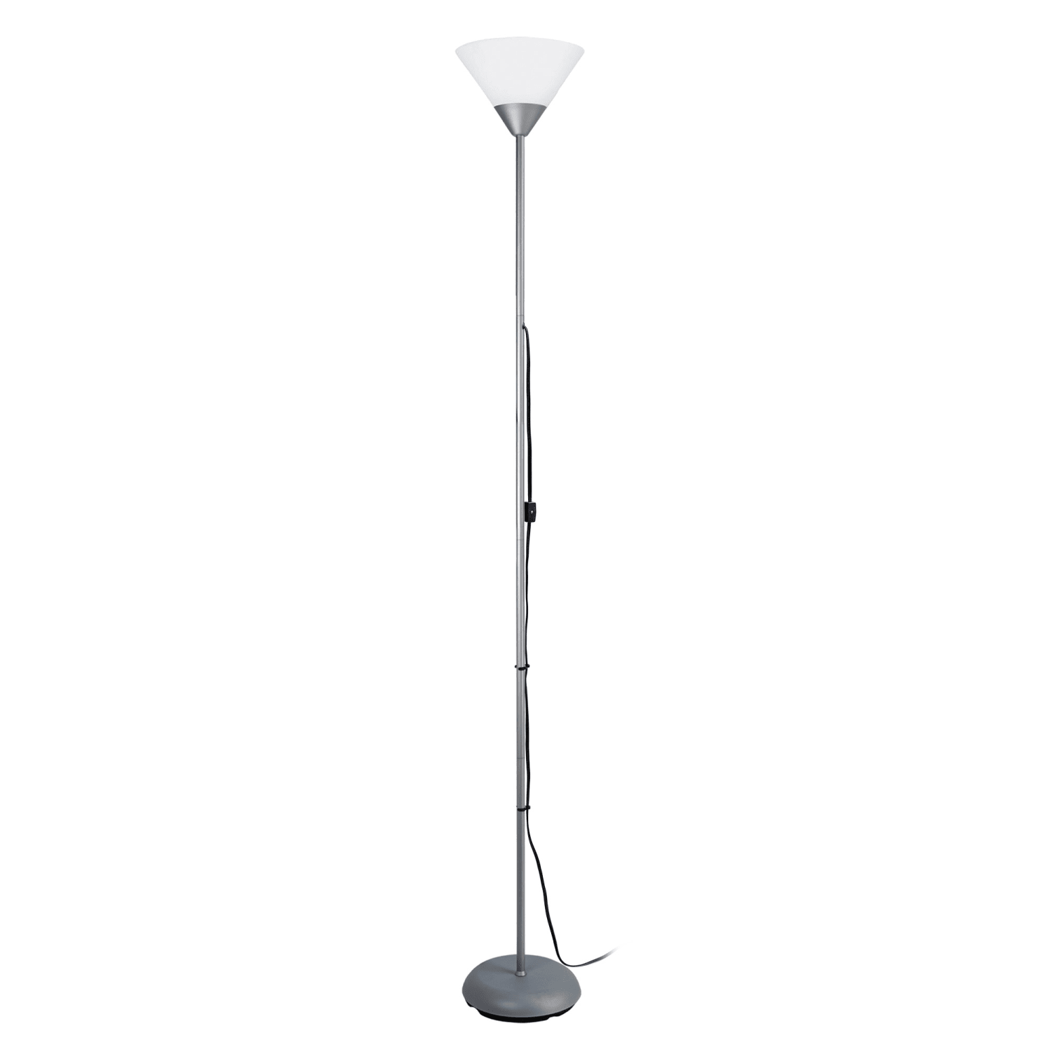 Simple Designs Light Stick Torchiere Floor Lamp, 71 1/4inH, Clear Shade/Silver Base - Image 3