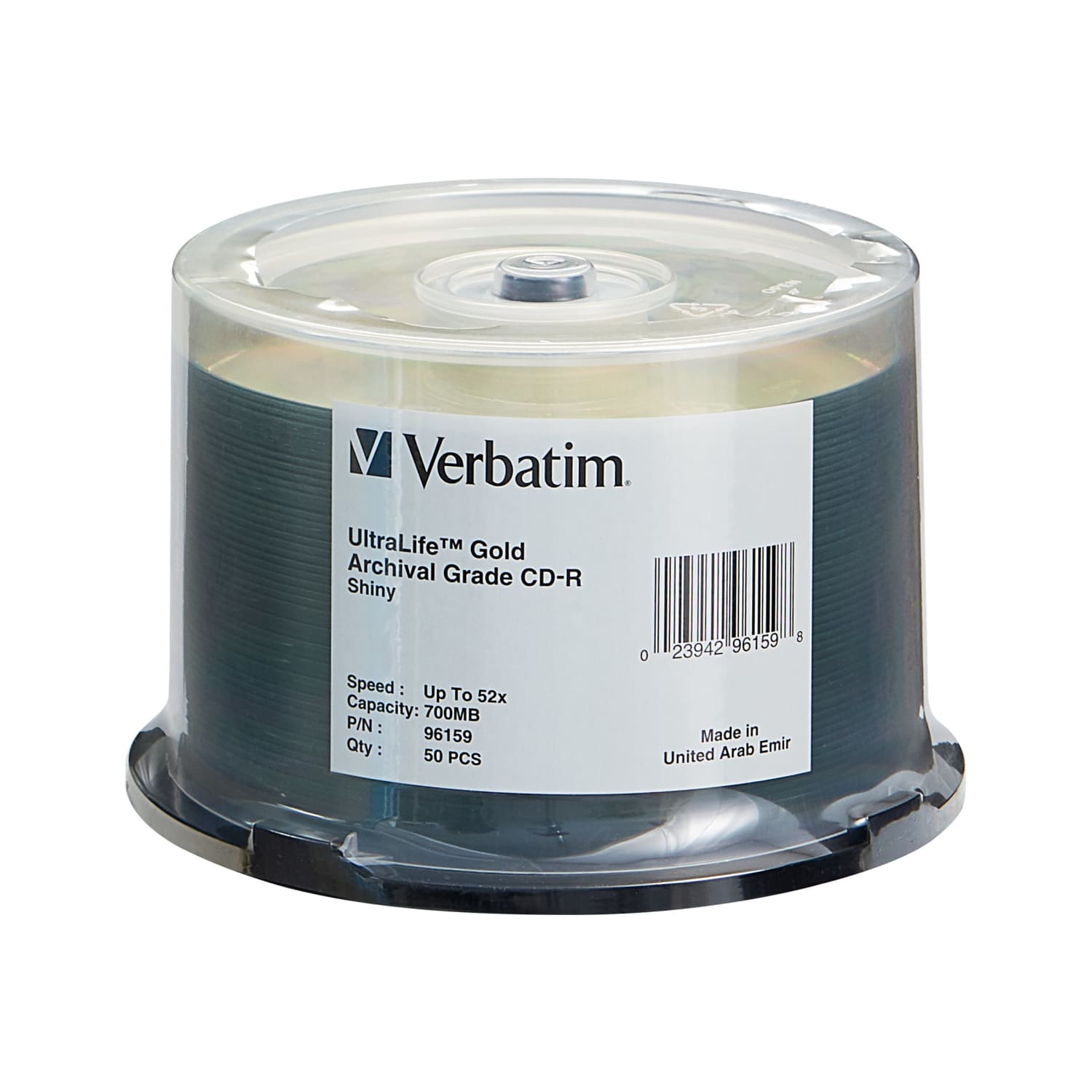 Verbatim CD-R 700MB 52X UltraLife Gold Archival Grade with Branded Surface - 50pk Spindle - 700MB - 50 Pack