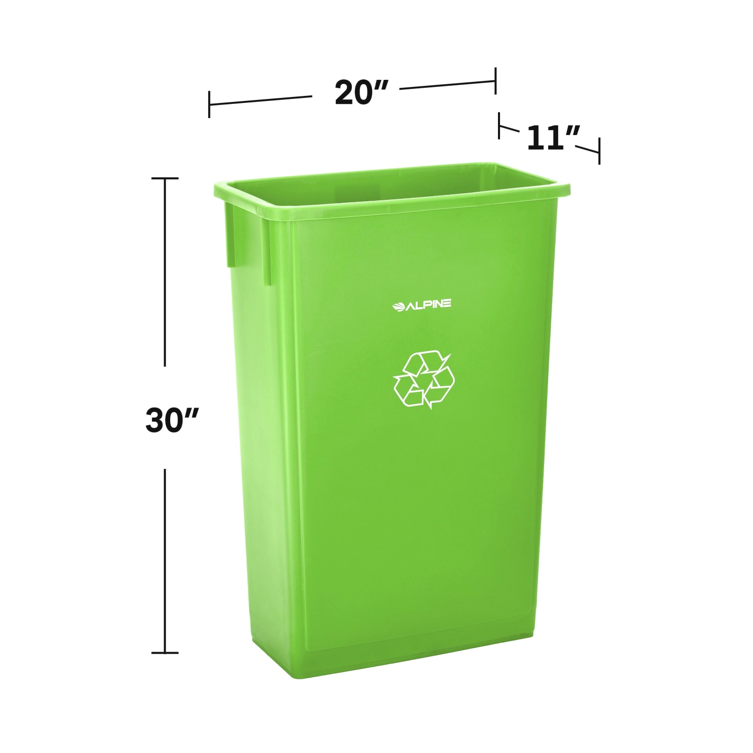 Alpine Rectangular Polypropylene Slim Trash Cans, 23 Gallons, Lime Green, Set Of 3 Cans - Image 4