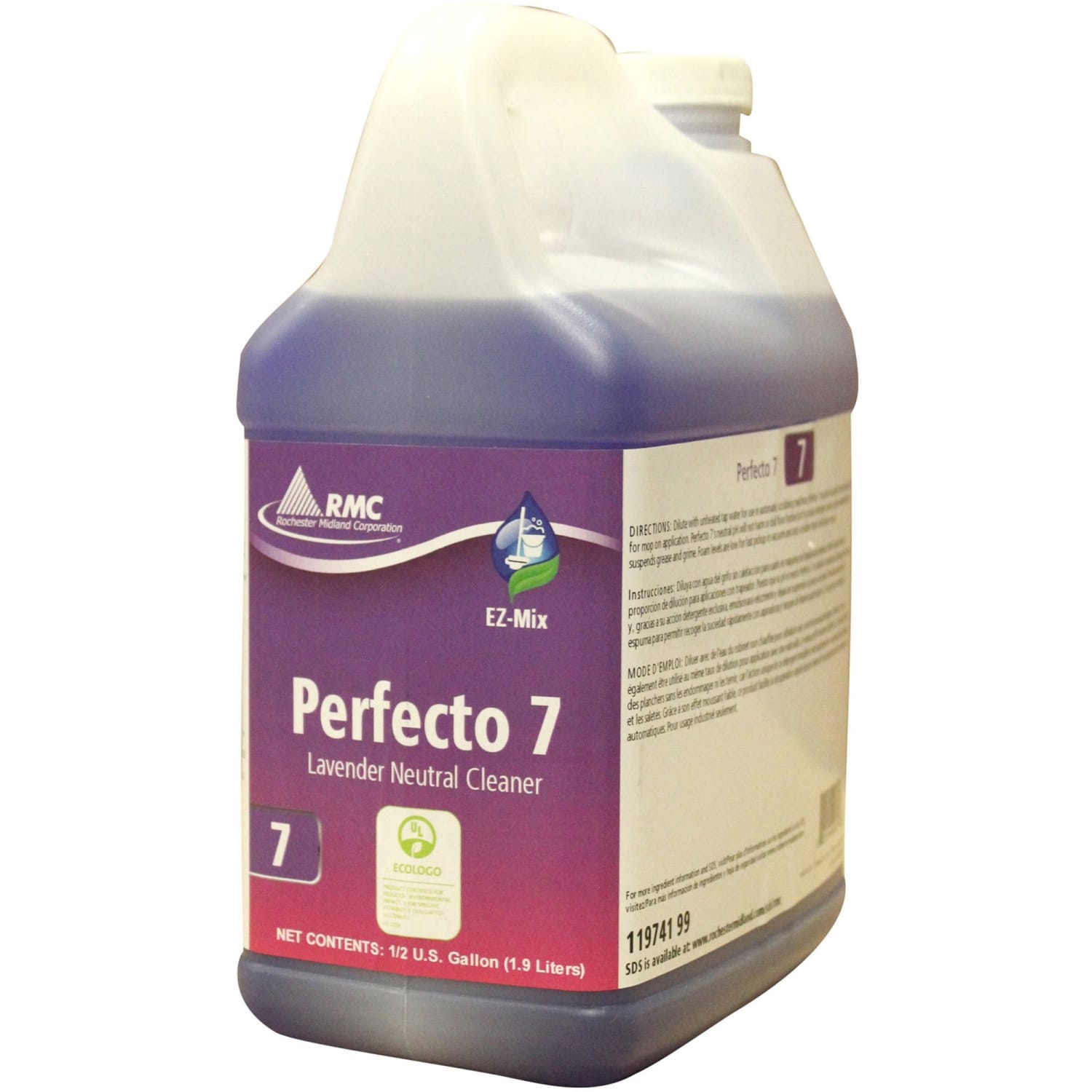 RMC Perfecto 7 Lavendar Cleaner - For Wall, Floor, Chrome, Porcelain, Stainless Steel - Concentrate - 64.2 fl oz (2 quart) - Lavender Scent - Purple - 4 / Carton - Image 3