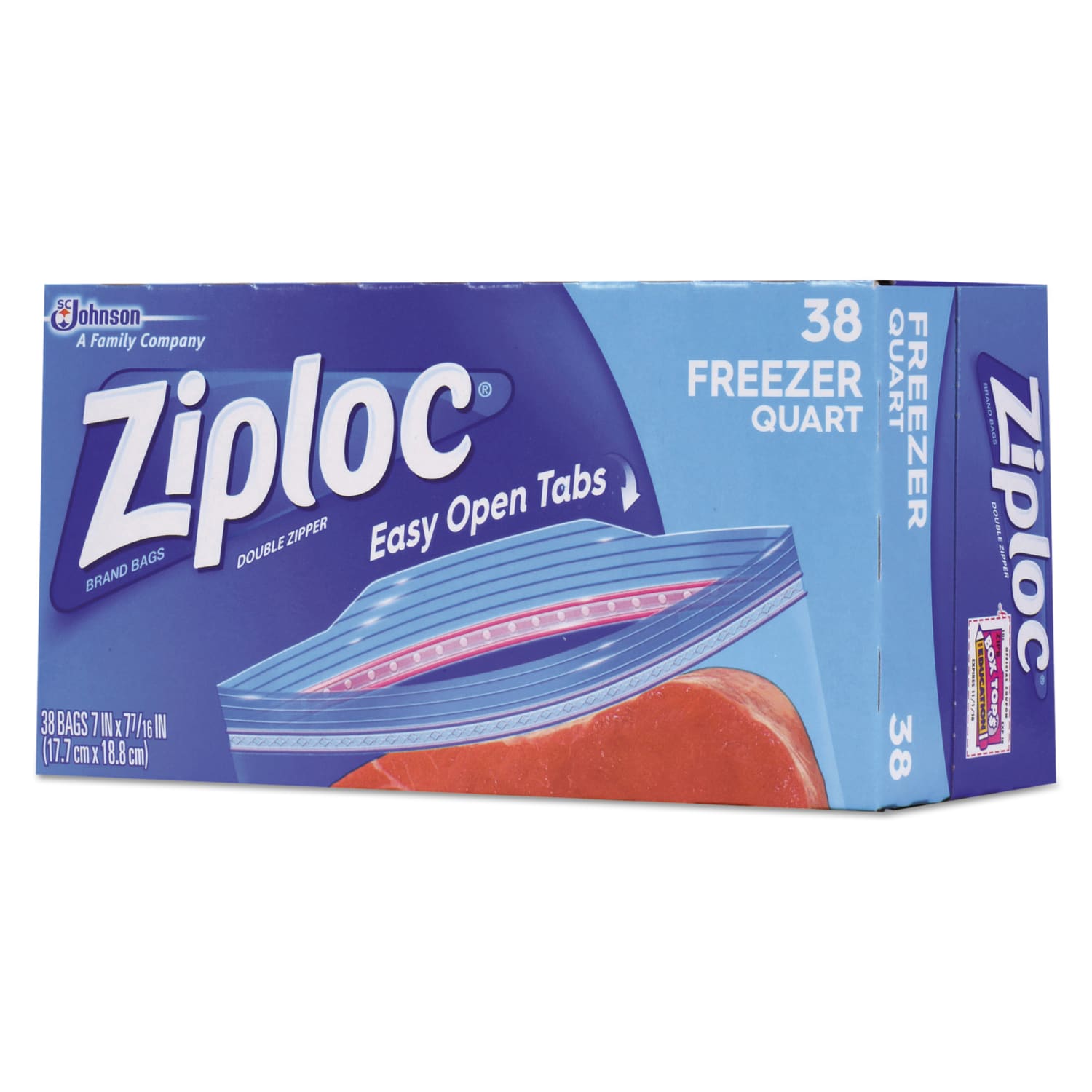 Ziploc Double-Zipper Freezer Bags, 7 3/4in x 7in, Clear, 38 Bags Per Box, Carton Of 9 Boxes - Image 3