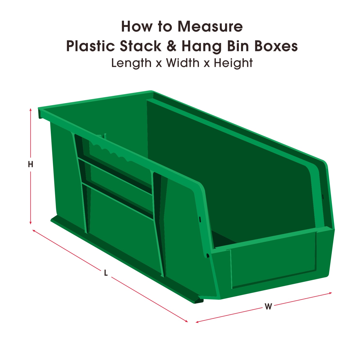 Partners Brand Plastic Stack & Hang Bin Boxes, Small Size, 14 3/4in x 5 1/2in x 5in, Green, Pack Of 12 - Image 3