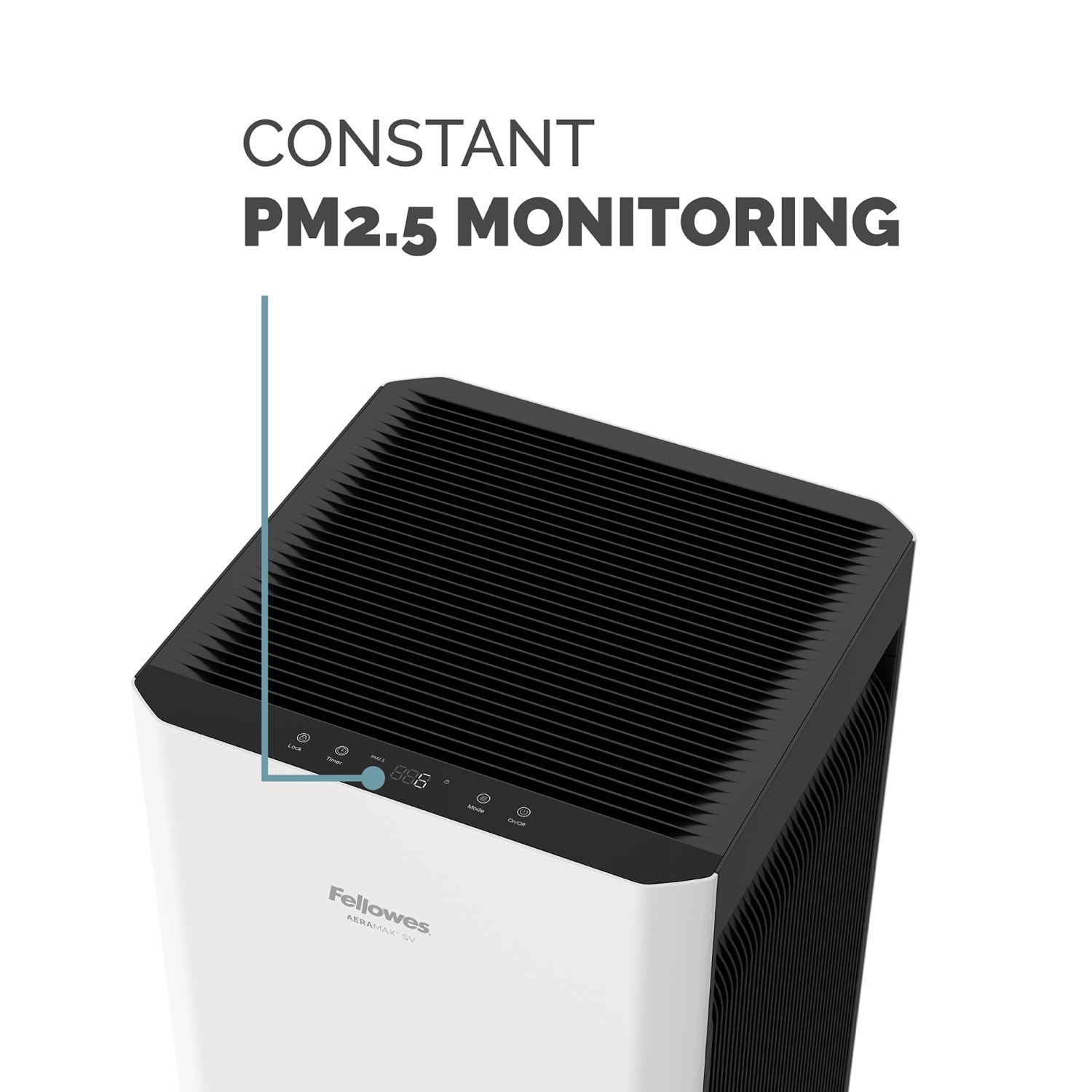 Fellowes AeraMax SV HEPA Air Purifier, 1,500 Sq. Ft. Coverage, 31-1/8inH x 14-1/2inW x 14-9/16inD, White/Black - Image 6