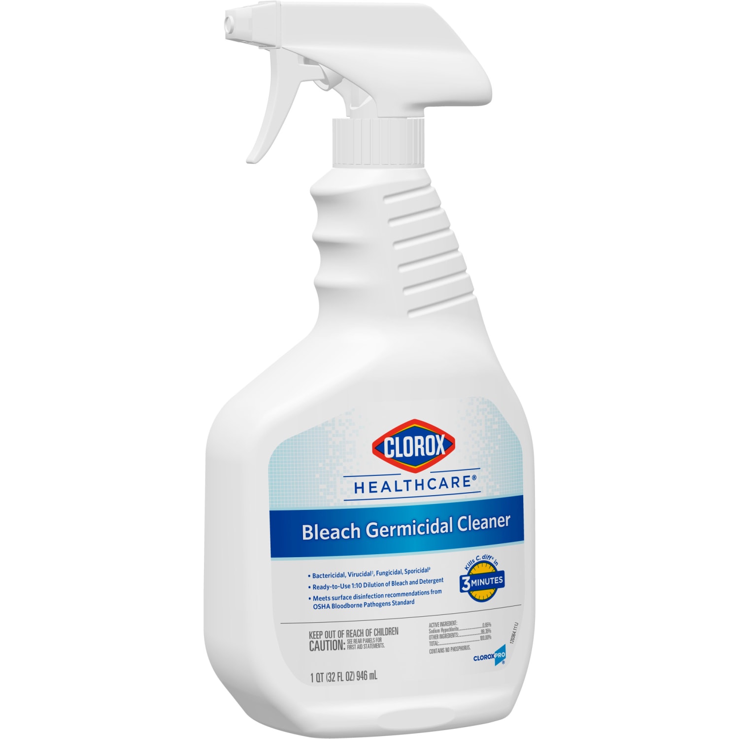 Clorox Healthcare Bleach Germicidal Cleaner Spray, 32 Ounces - Image 3