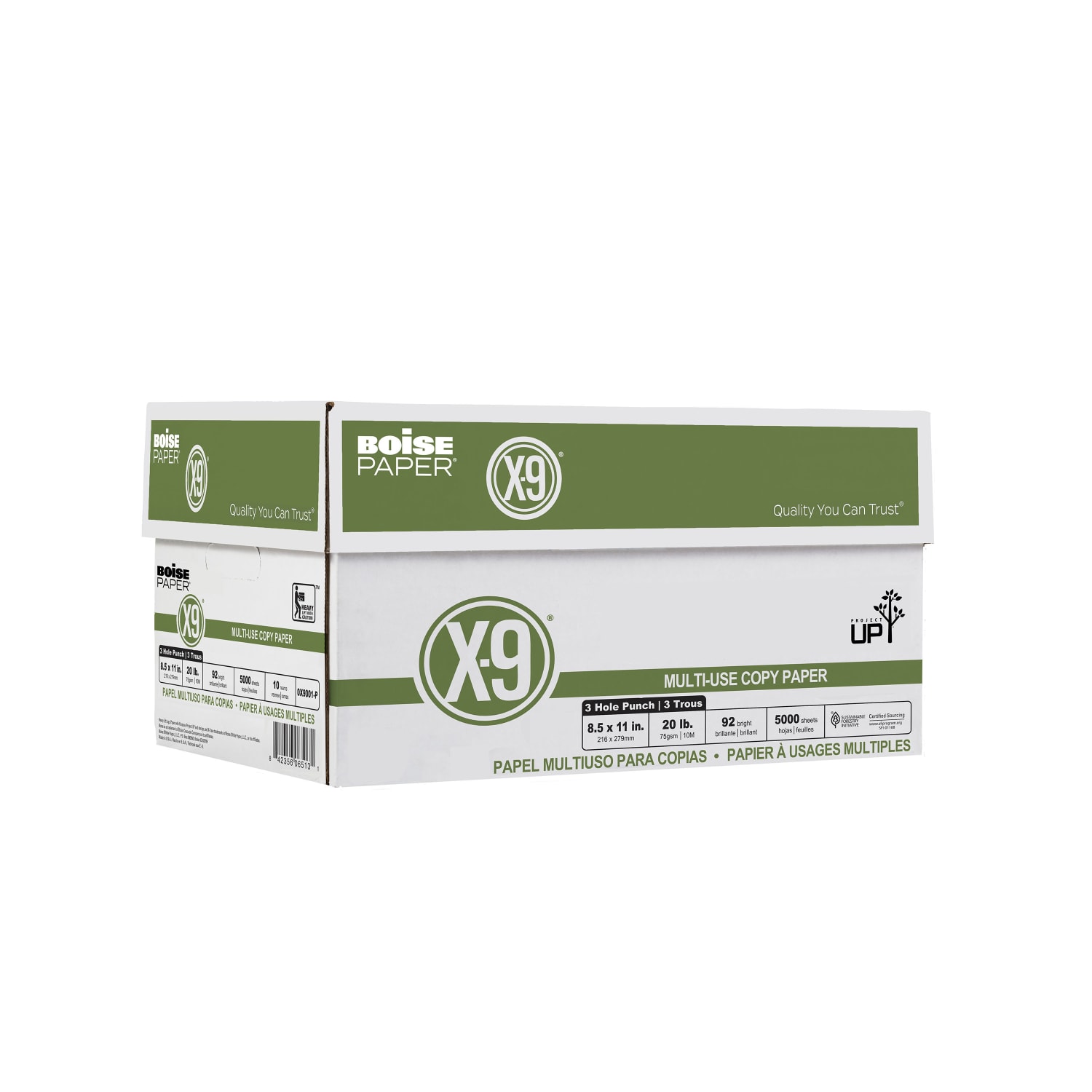 Boise X-9 3-Hole Punched Multi-Use Printer & Copy Paper, 10 Reams, White, Letter (8.5in x 11in), 5000 Sheets Per Case, 20 Lb, 92 Brightness - Image 6