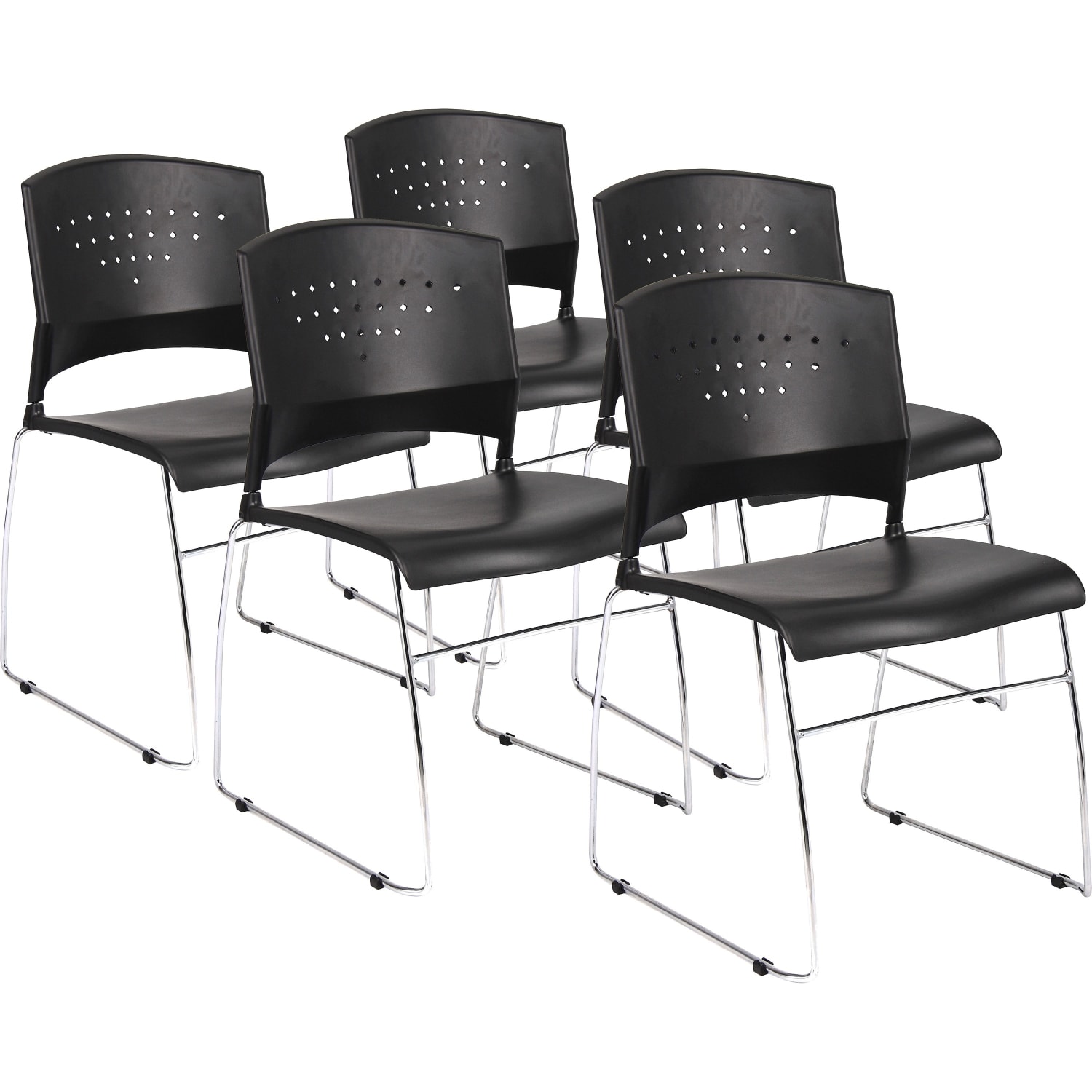Boss Office Products Stack Chairs in Black Set of 5 PopularChairscom