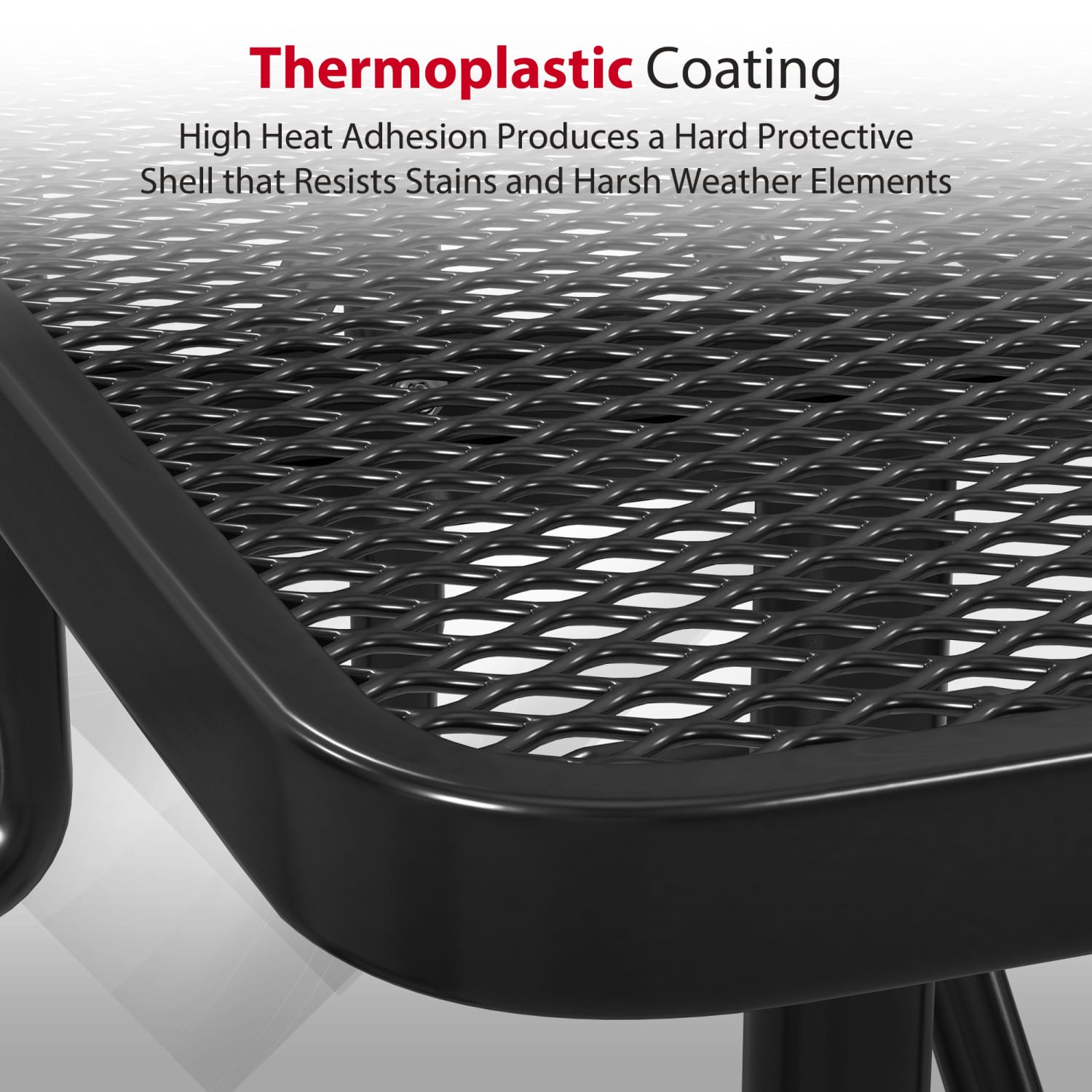 Leisure Craft Rectangle Outdoor Picnic Table, 29-11/16inH x 72inW x 62inD, Black - Image 5