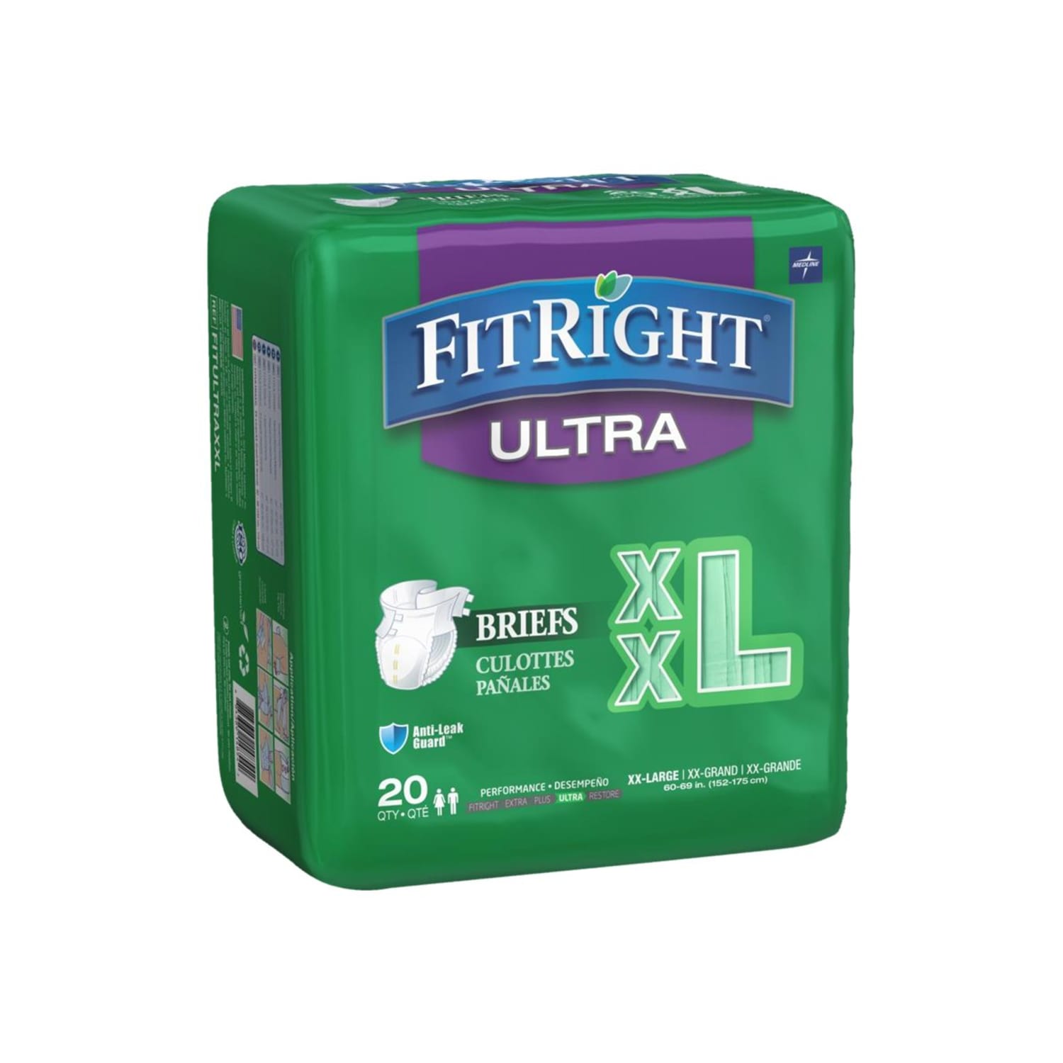 FitRight Ultra Briefs, XX-Large, 60 - 69in, Green, 20 Briefs Per Bag, Case Of 4 Bags - Image 4
