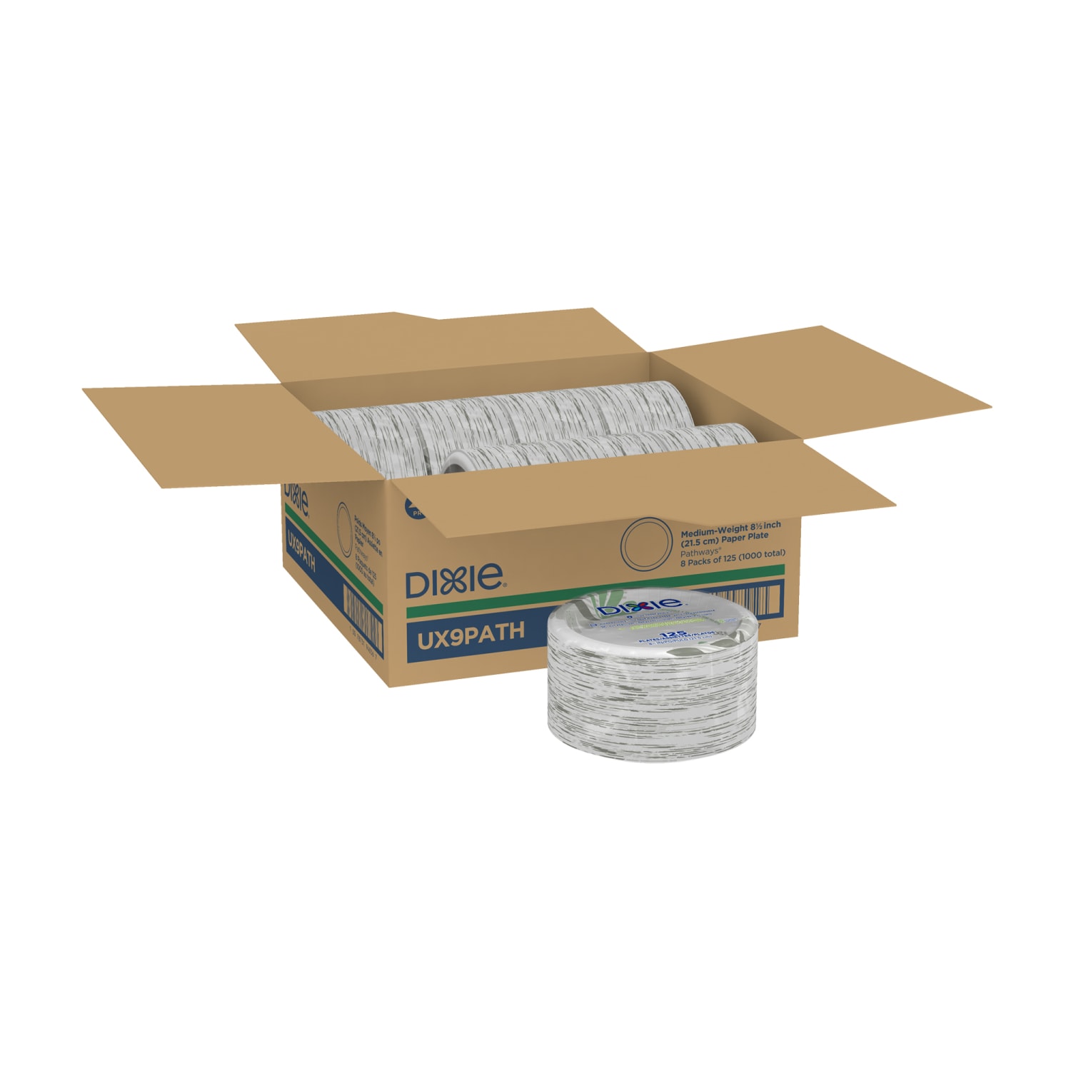 DIXIE 8 1/2IN MEDIUM-WEIGHT PAPER PLATES BY GP PRO (GEORGIA-PACIFIC), PATHWAYS, 1,000 PLATES PER CASE