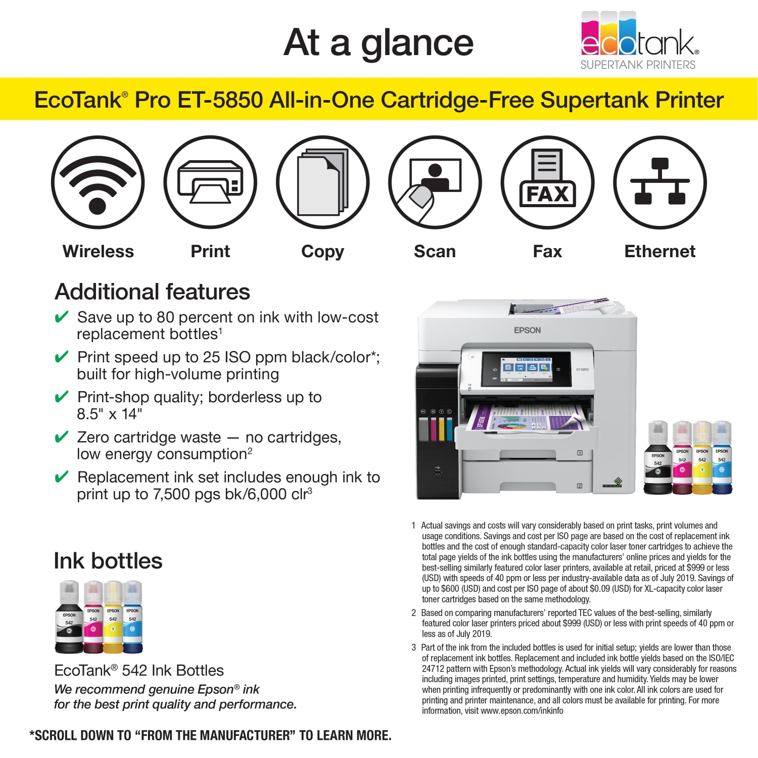 Epson EcoTank Pro ET-5850 SuperTank Wireless Inkjet All-In-One Color Printer - Image 3