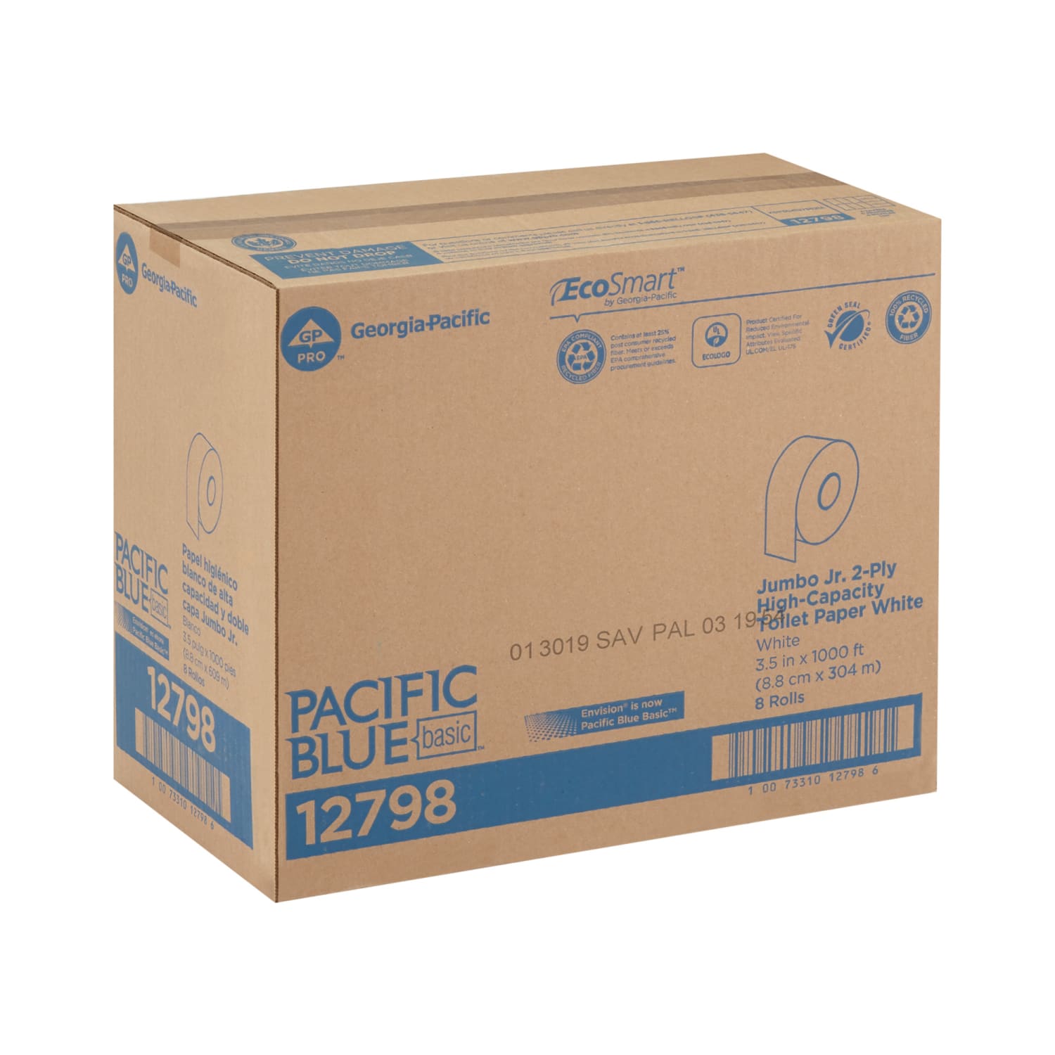 Pacific Blue Basic by GP PRO Jumbo Jr. 2-Ply High-Capacity Toilet Paper, Pack Of 8 Rolls - Image 3