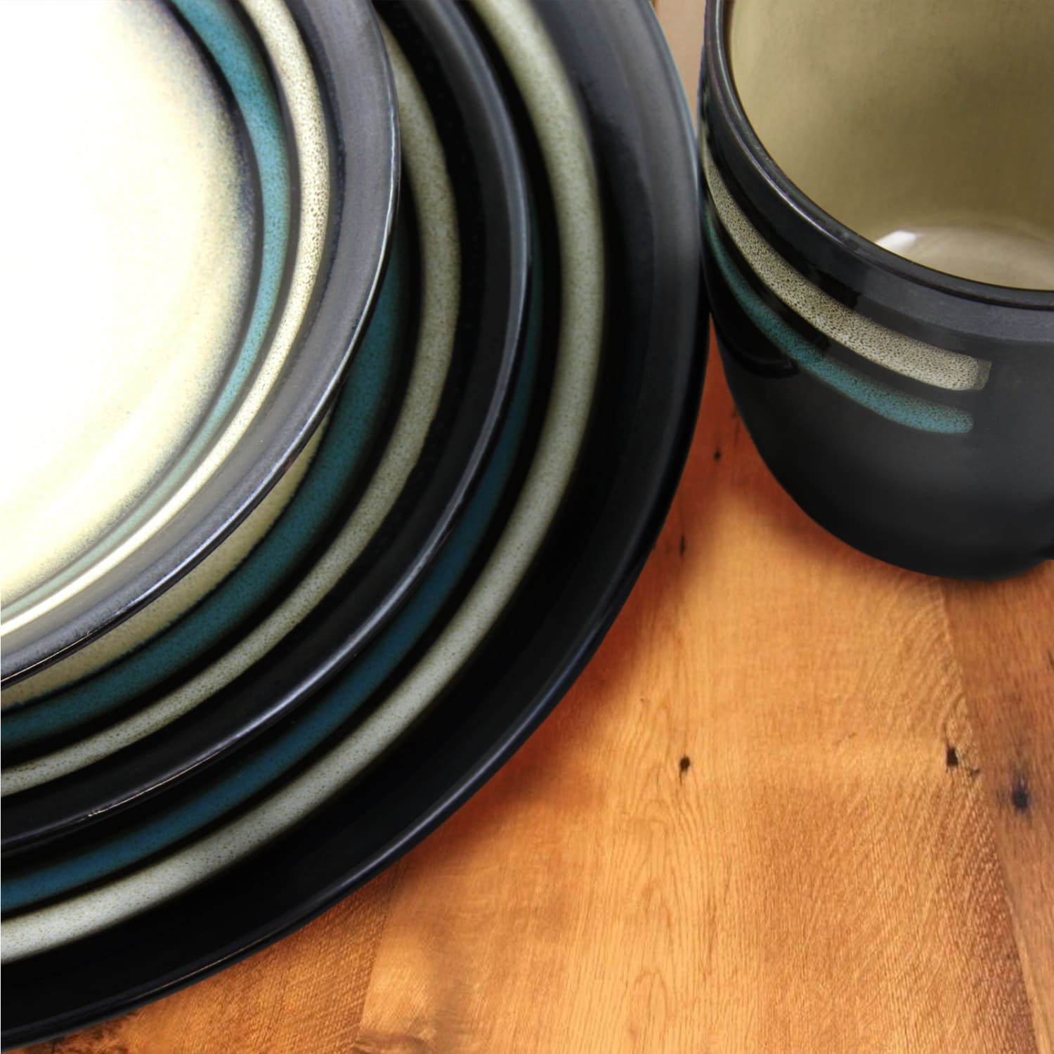 Gibson Elite Lewisville 16-Piece Dinnerware Set, Teal - Image 4