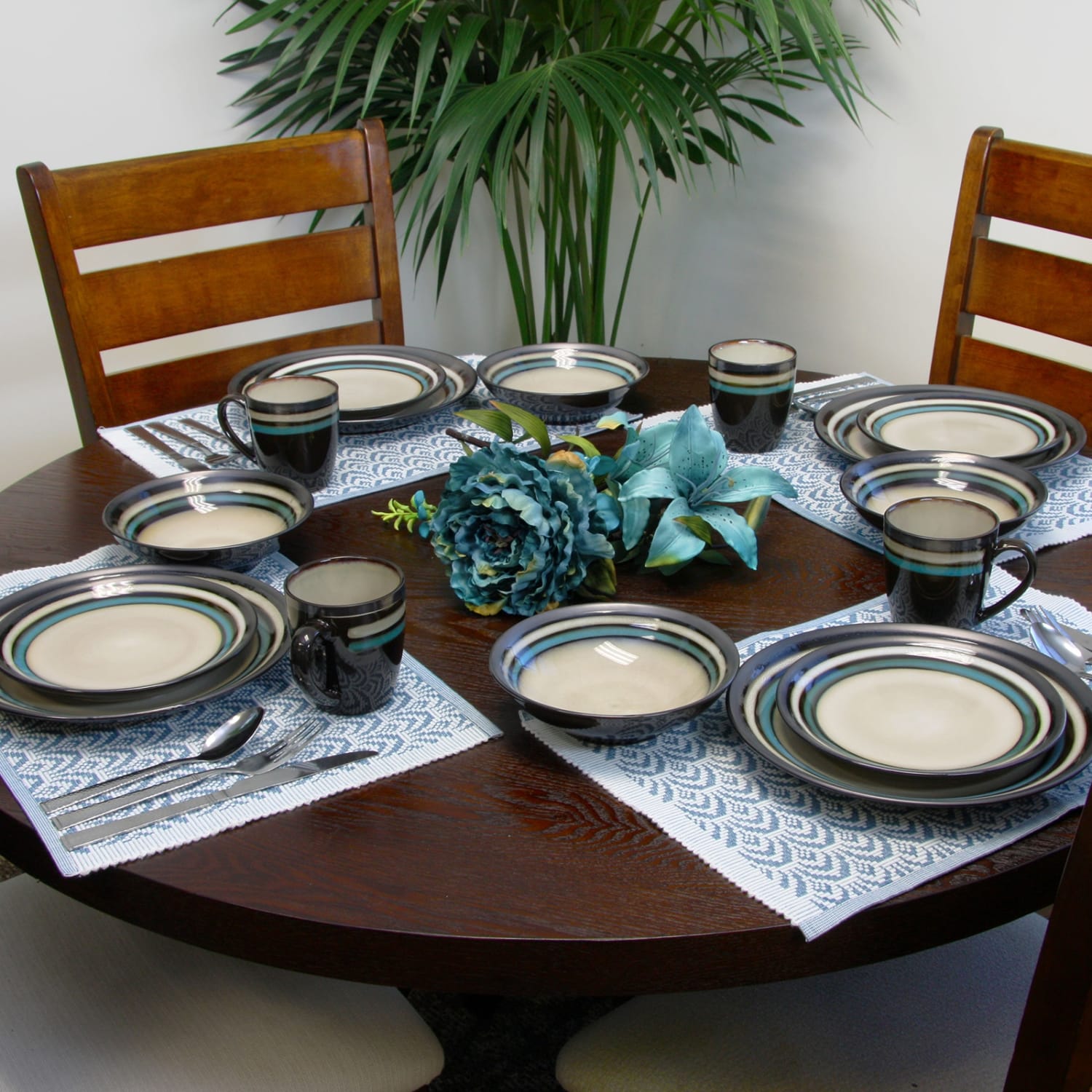Gibson Elite Lewisville 16-Piece Dinnerware Set, Teal - Image 5
