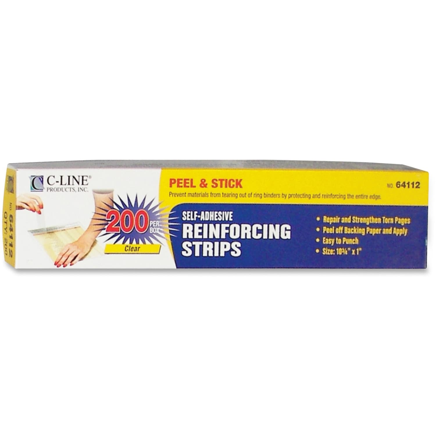 C-Line Self-Adhesive Reinforcing Strips, CLI64112, 10 3/4in x 1in, Clear, Box Of 200 - Image 3