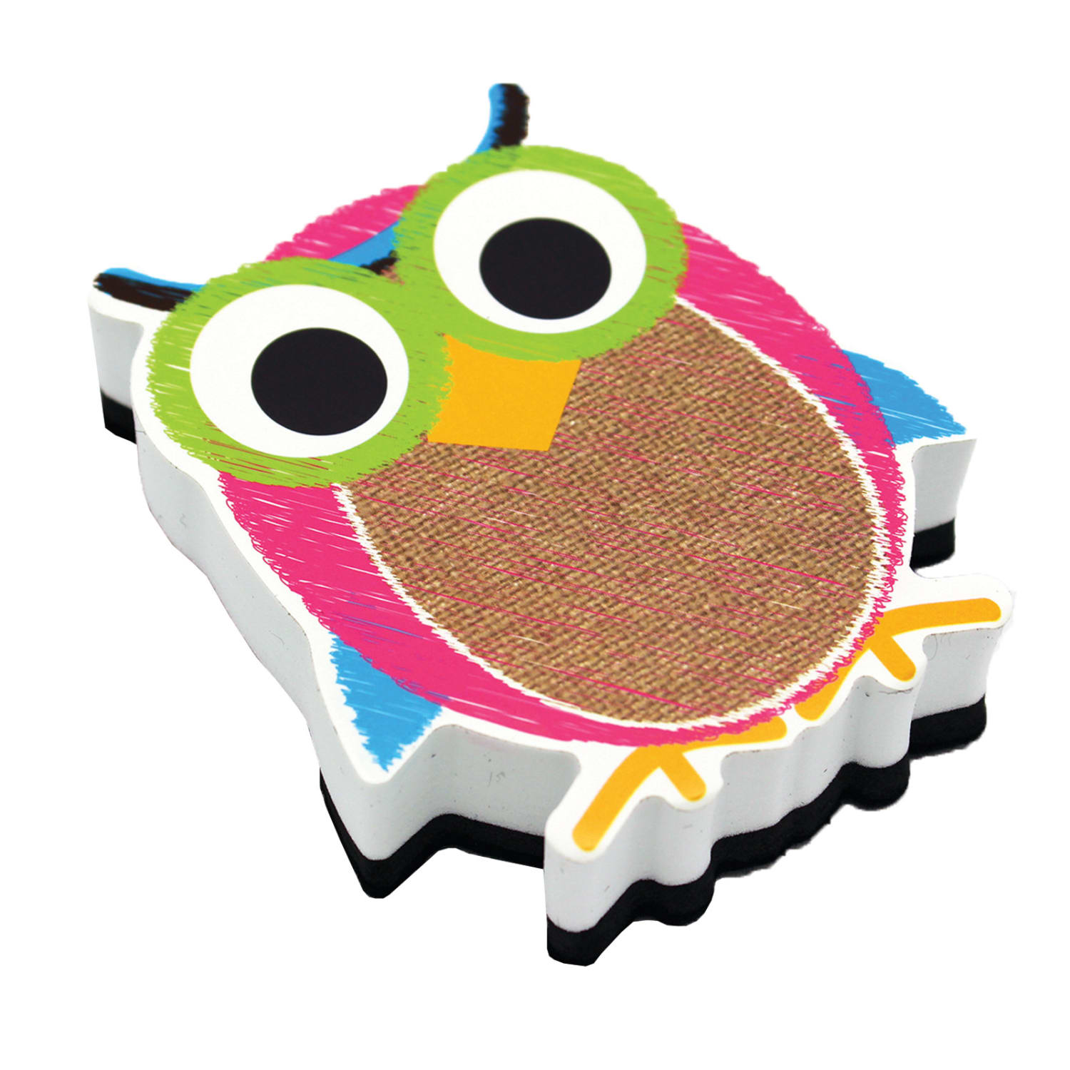 Ashley Productions Magnetic Whiteboard Eraser, Burlap Scribble Owl, Pack Of 6 - Image 3