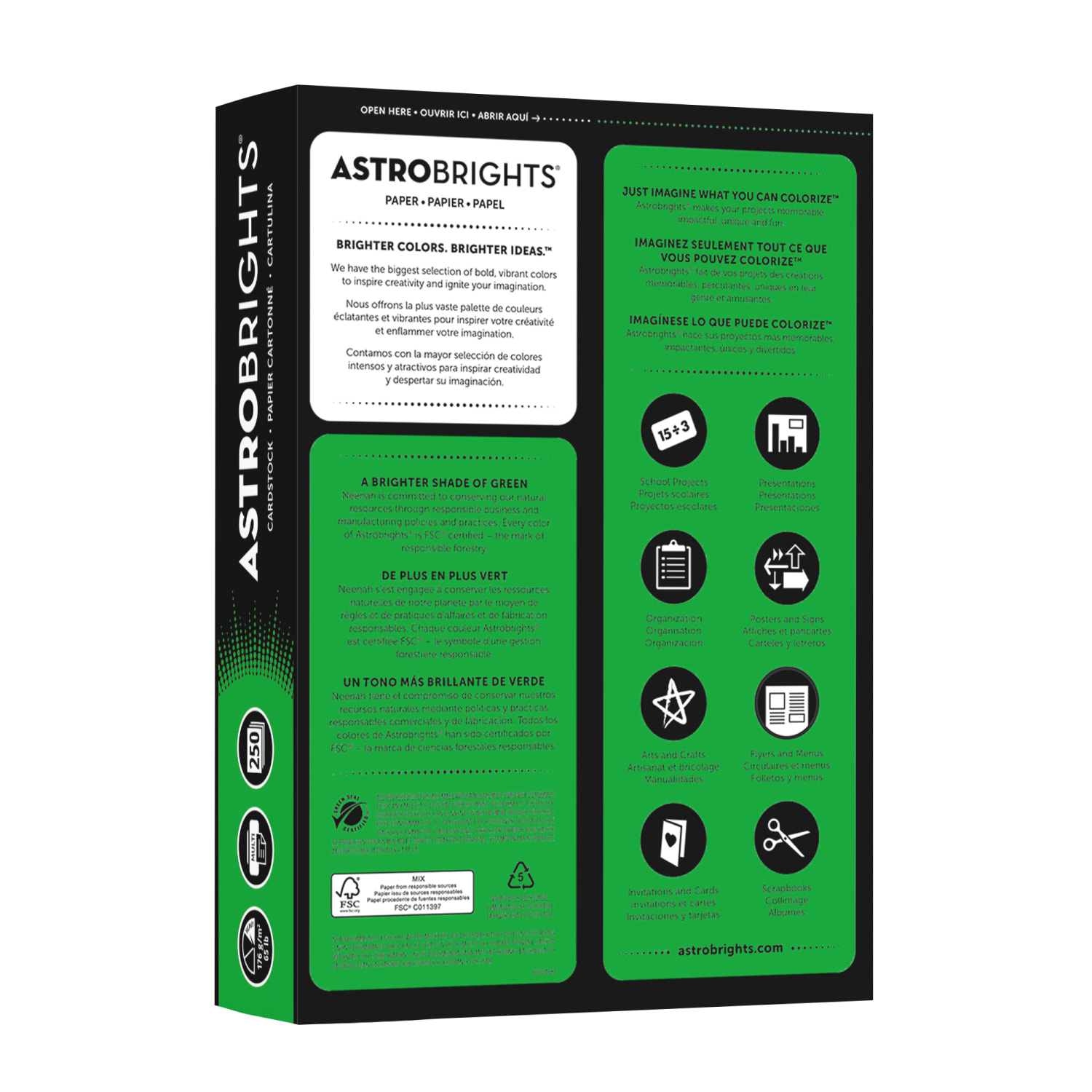 Astrobrights Color Card Stock, Gamma Green, Letter (8.5in x 11in), 65 Lb, 30% Recycled, FSC Certified, Pack Of 250 - Image 4