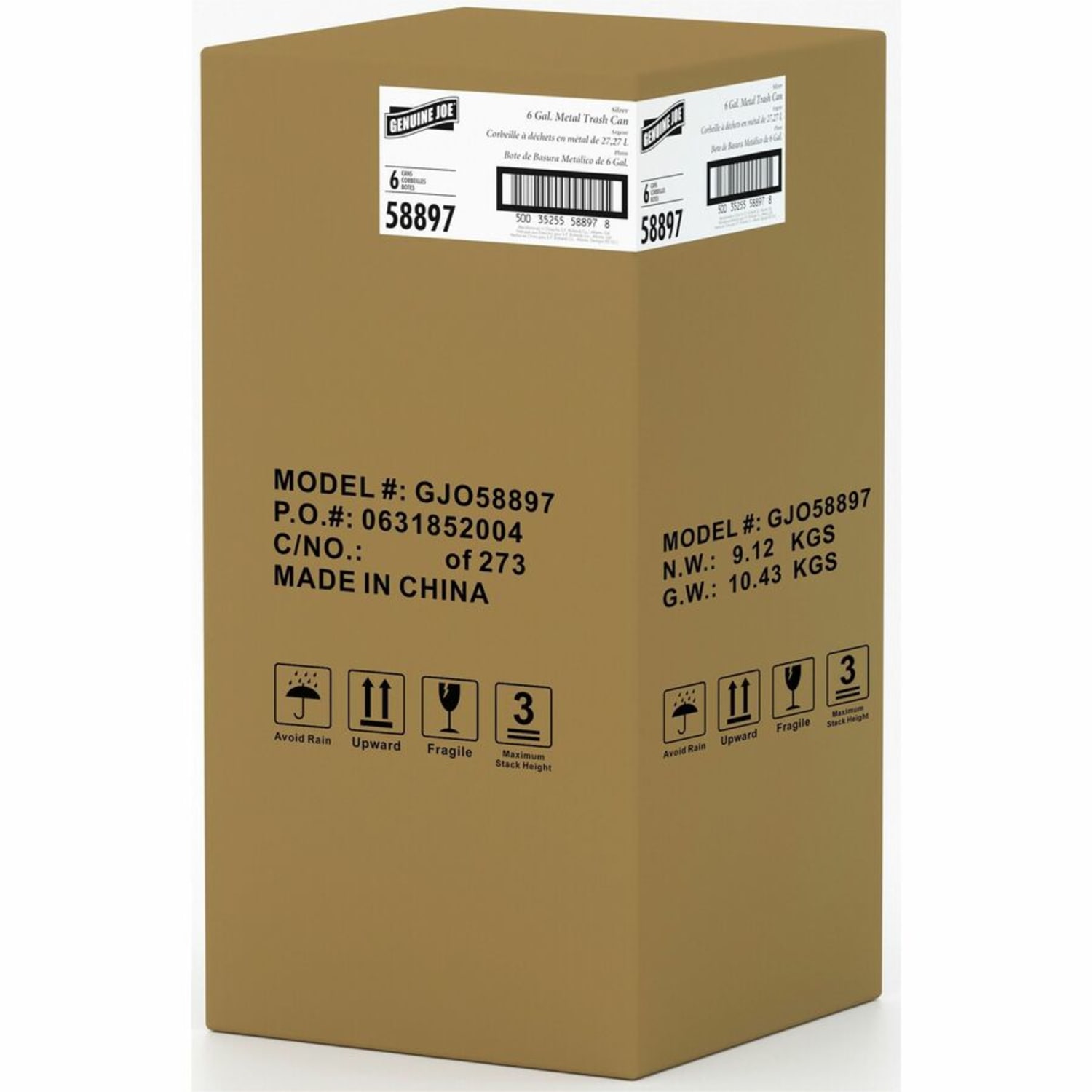 Genuine Joe 6-Gallon Fire-Safe Trash Can, Black - Image 5