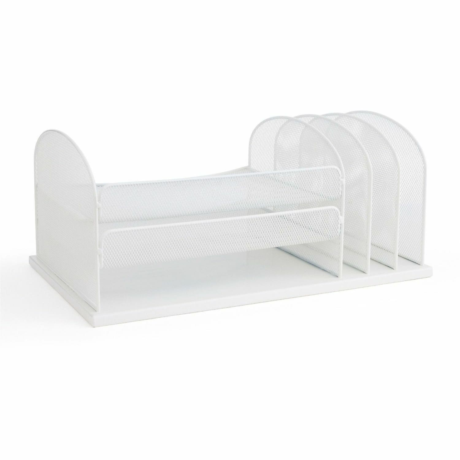 Safco Onyx 3 Tray/3 Upright Section Desk Organizer - 8.25in Height x 19.50in Width x 11.50in Depth - Desktop - White - Steel - 1 Each - Image 3