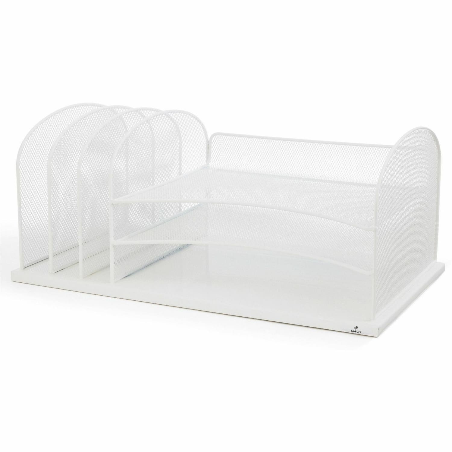 Safco Onyx 3 Tray/3 Upright Section Desk Organizer - 8.25in Height x 19.50in Width x 11.50in Depth - Desktop - White - Steel - 1 Each - Image 4